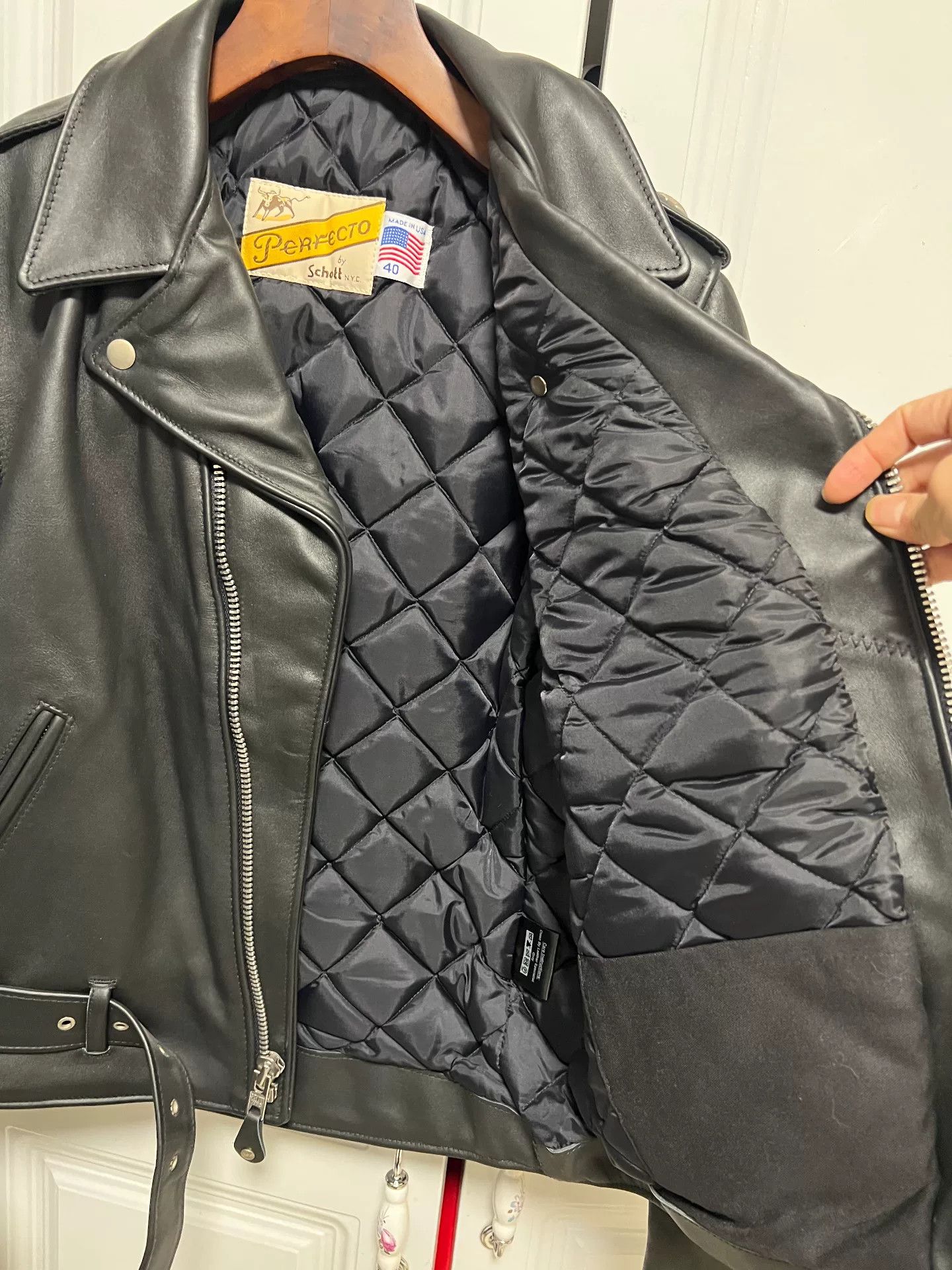 Schott Schott NYC 613 Leather Biker Jacket Size US XXS / EU 40 - 6 Thumbnail