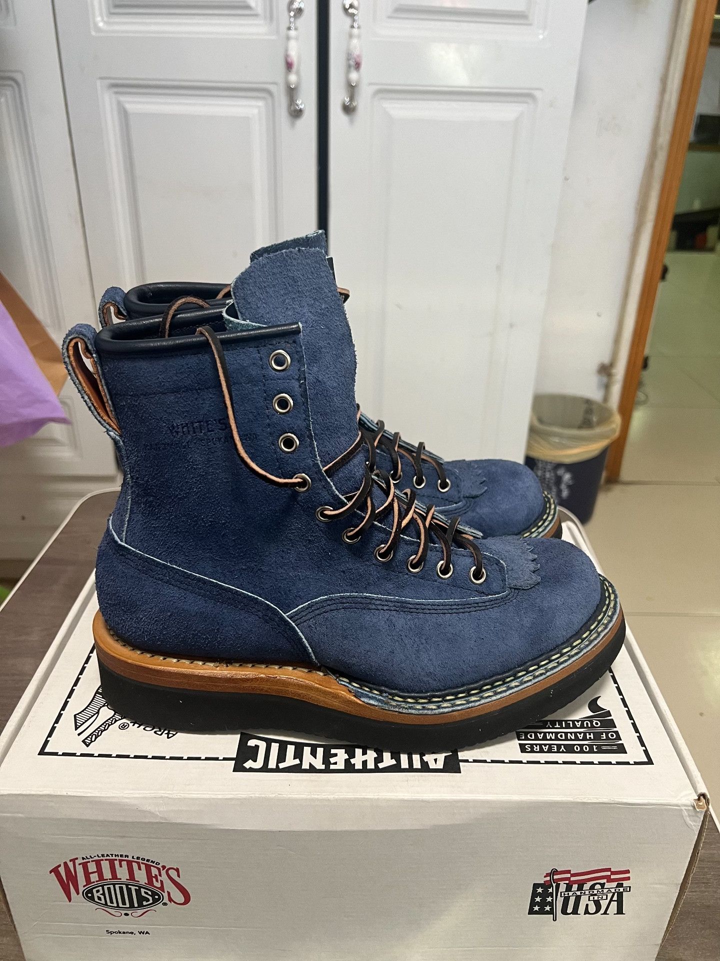 White's Boots Whites Indigo Dyed Suede Work Boots Size US 6.5 / EU 39-40 - 4 Thumbnail