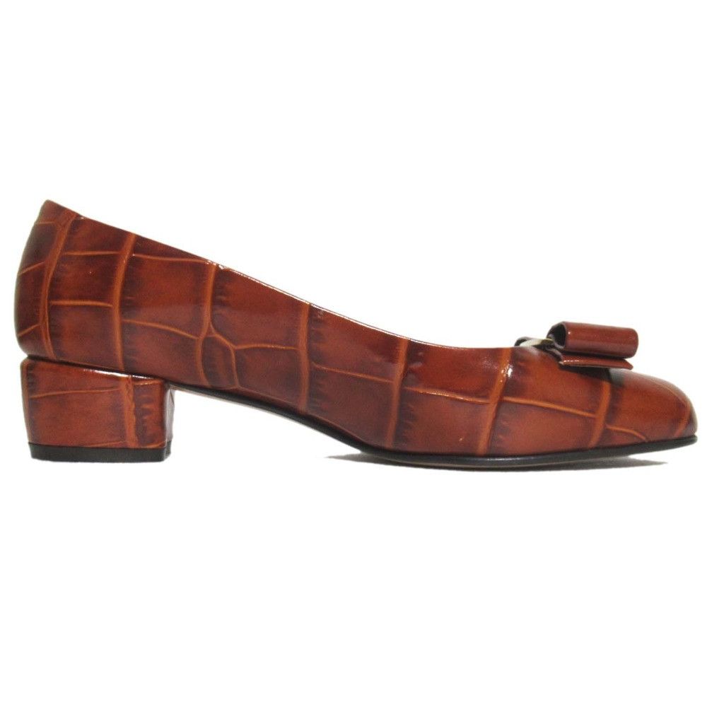 Salvatore Ferragamo Salvatore Ferragamo Salvatore Ferragamo Vara Croco Embossed Pumps Leather Shoes DUTY FREE for USA Size ONE SIZE - 2 Thumbnail