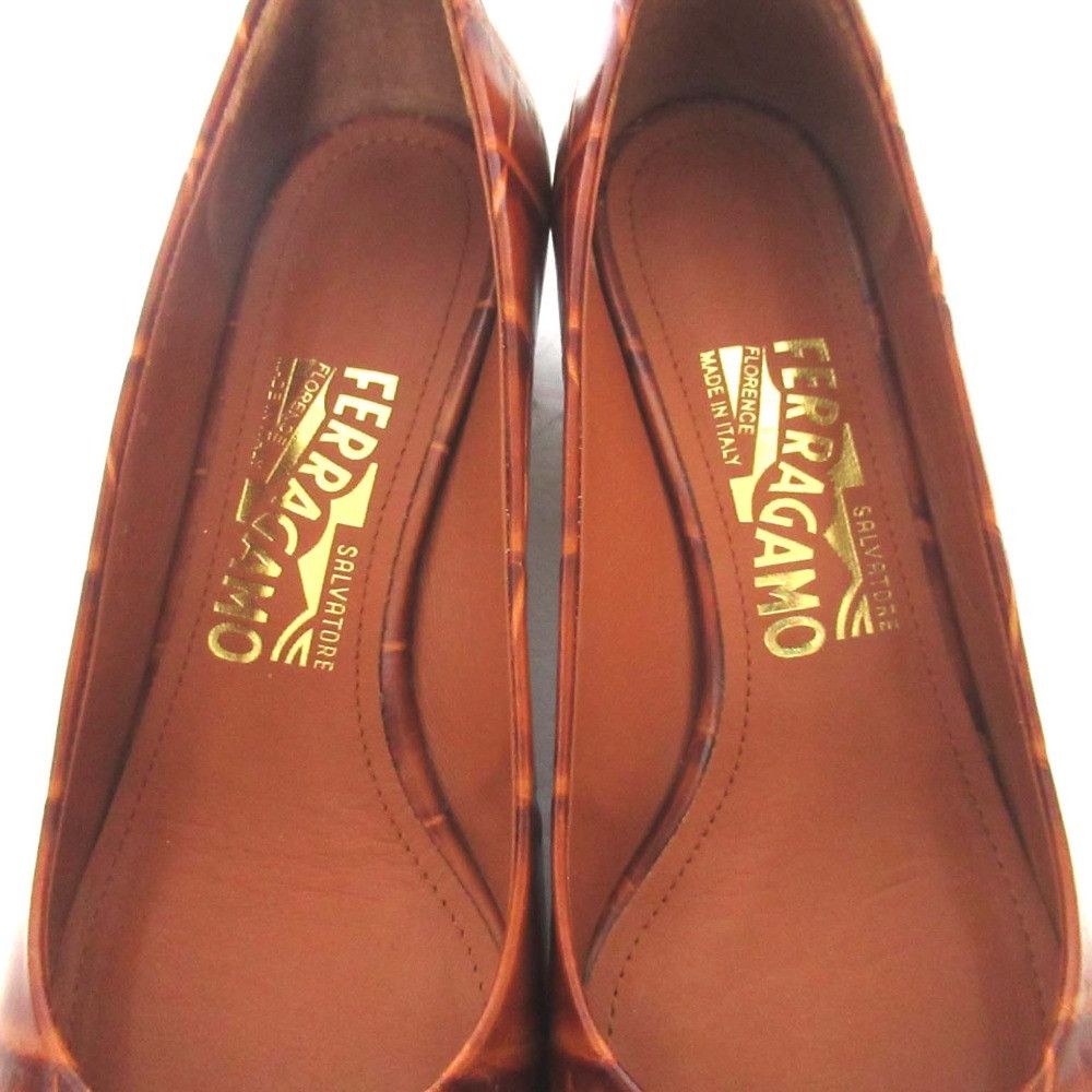 Salvatore Ferragamo Salvatore Ferragamo Salvatore Ferragamo Vara Croco Embossed Pumps Leather Shoes DUTY FREE for USA Size ONE SIZE - 5 Thumbnail