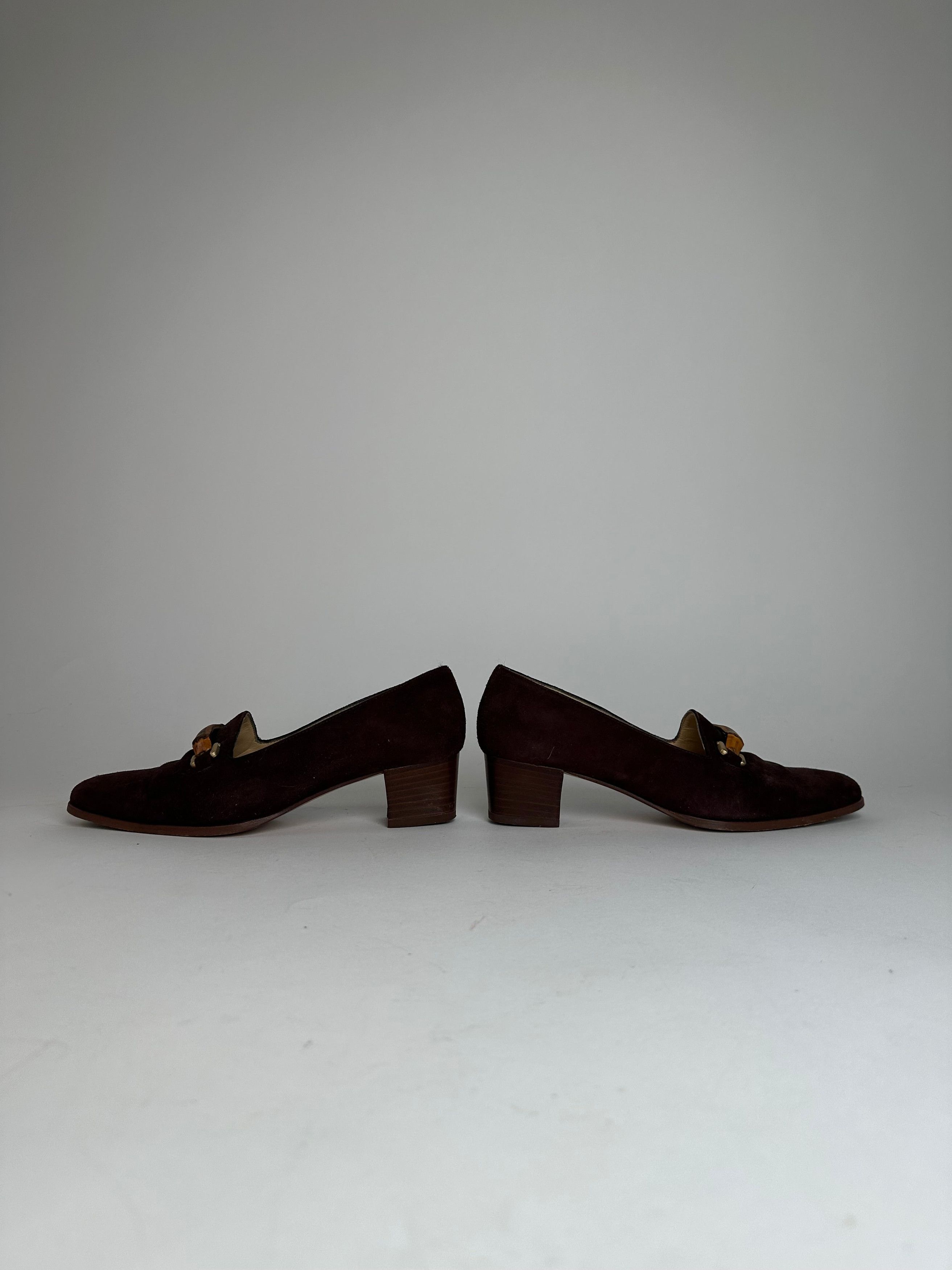 Gucci Vintage Suede Bamboo Pumps Brown EU36C Size US 5 / IT 35 - 8 Thumbnail