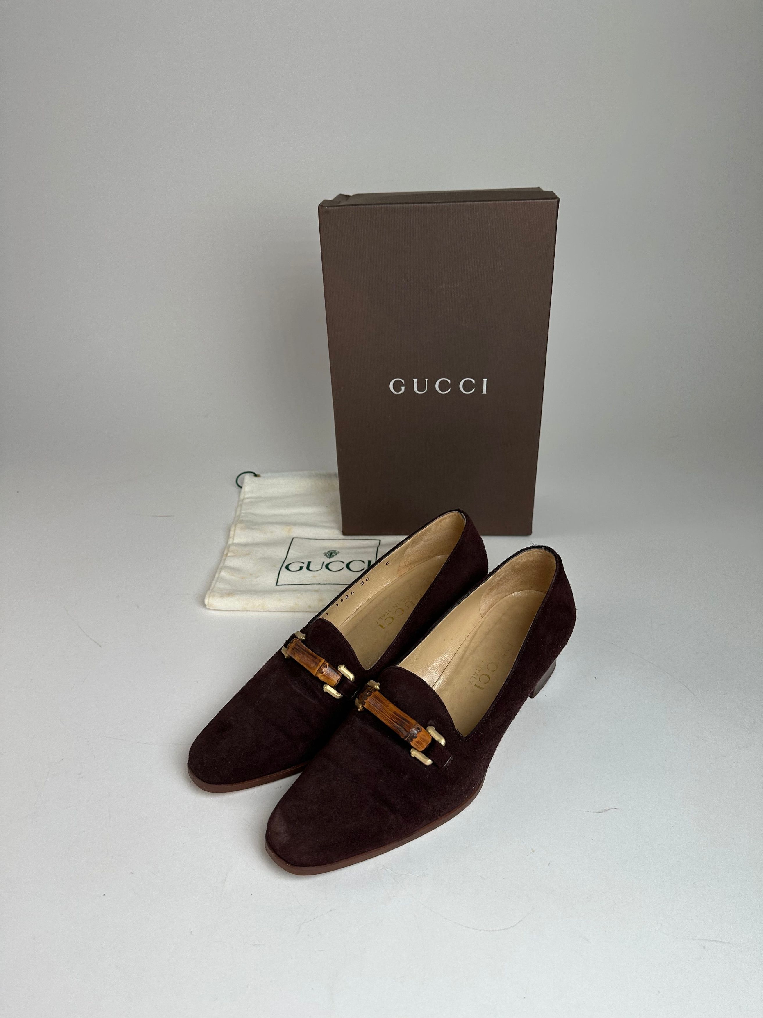 Gucci Vintage Suede Bamboo Pumps Brown EU36C Size US 5 / IT 35 - 2 Thumbnail