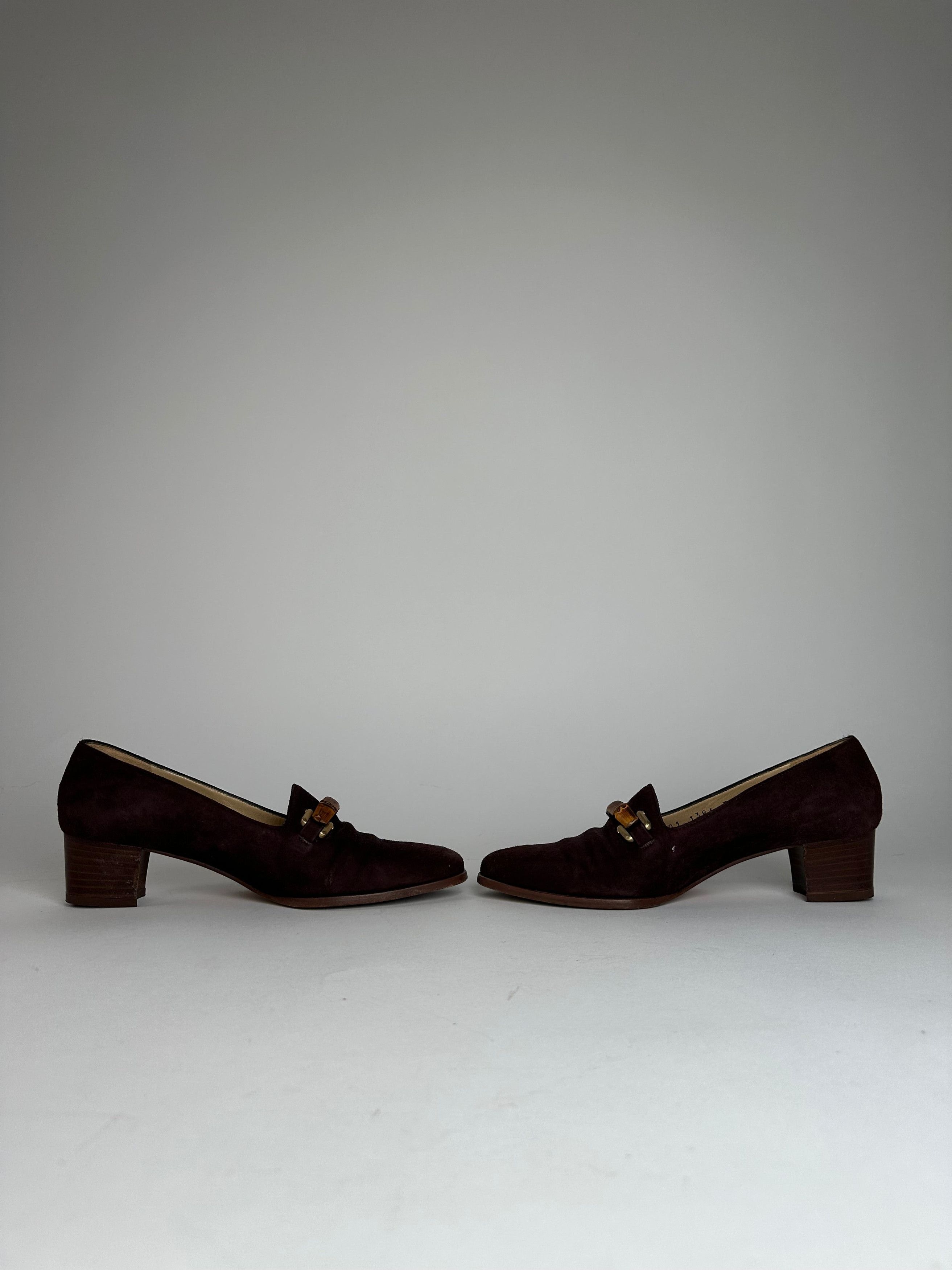 Gucci Vintage Suede Bamboo Pumps Brown EU36C Size US 5 / IT 35 - 6 Thumbnail