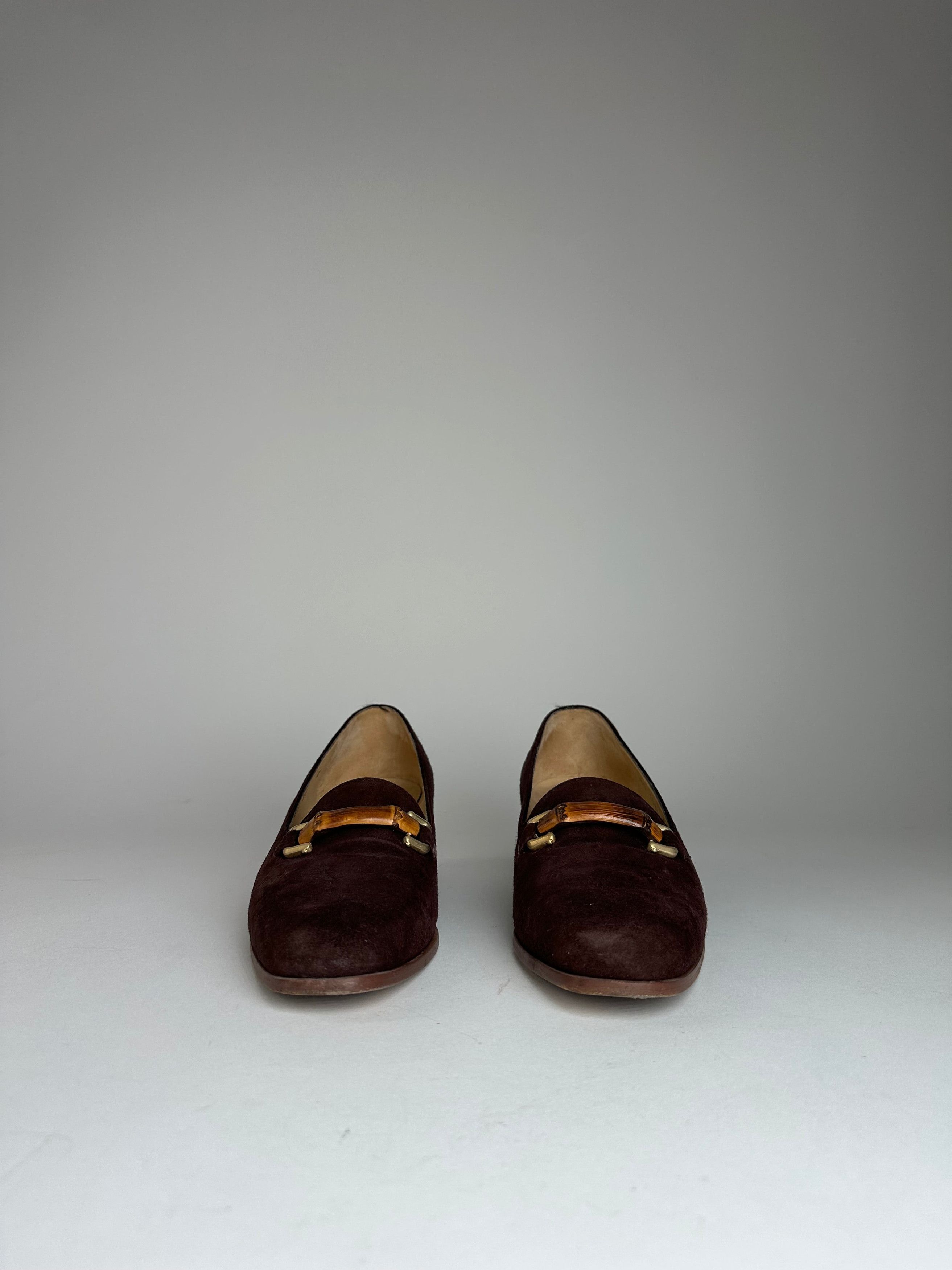 Gucci Vintage Suede Bamboo Pumps Brown EU36C Size US 5 / IT 35 - 3 Thumbnail