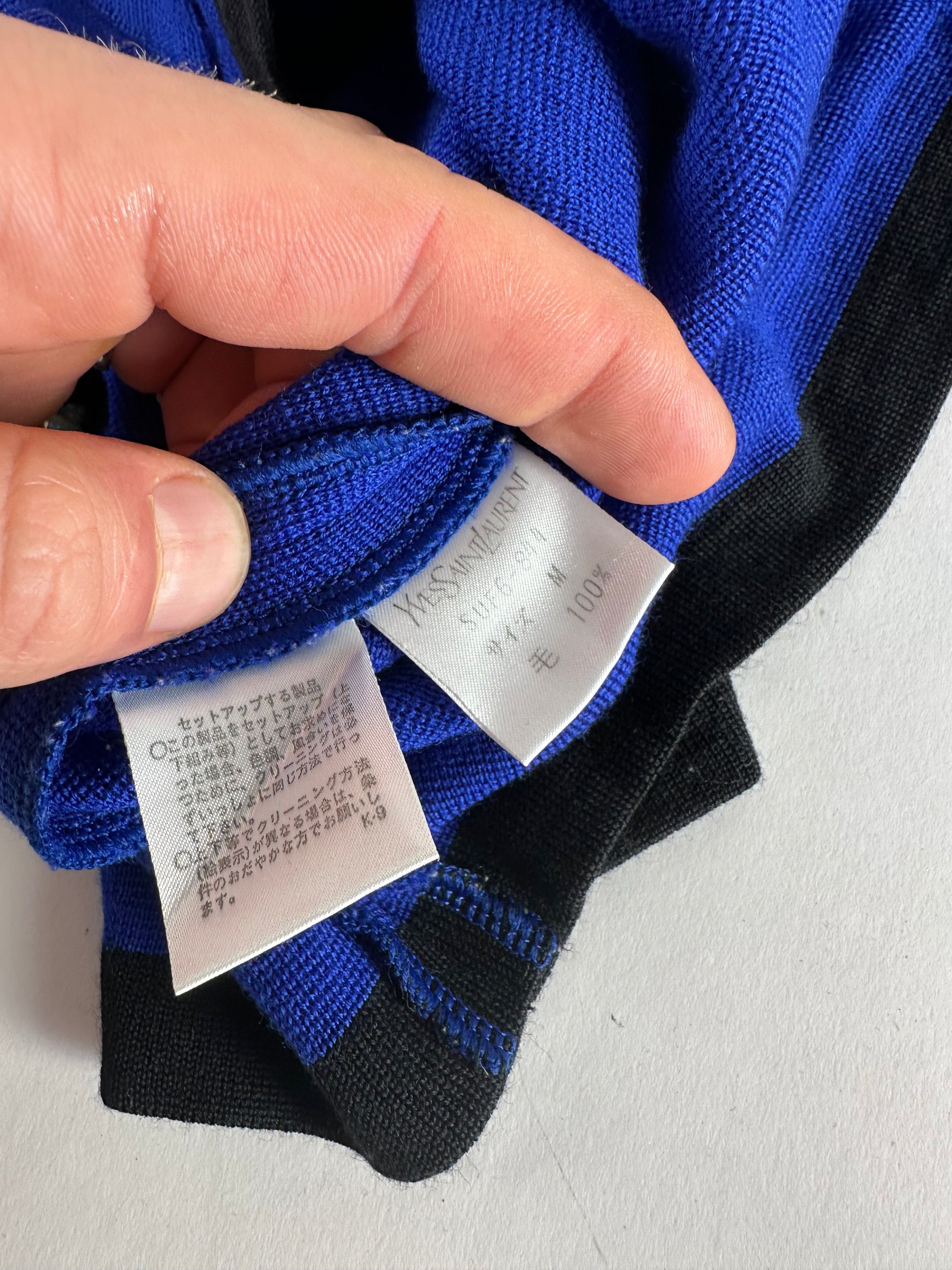 Other Vintage Yves Saint Laurent Sweater Blue Black M Size M / US 6-8 / IT 42-44 - 7 Thumbnail