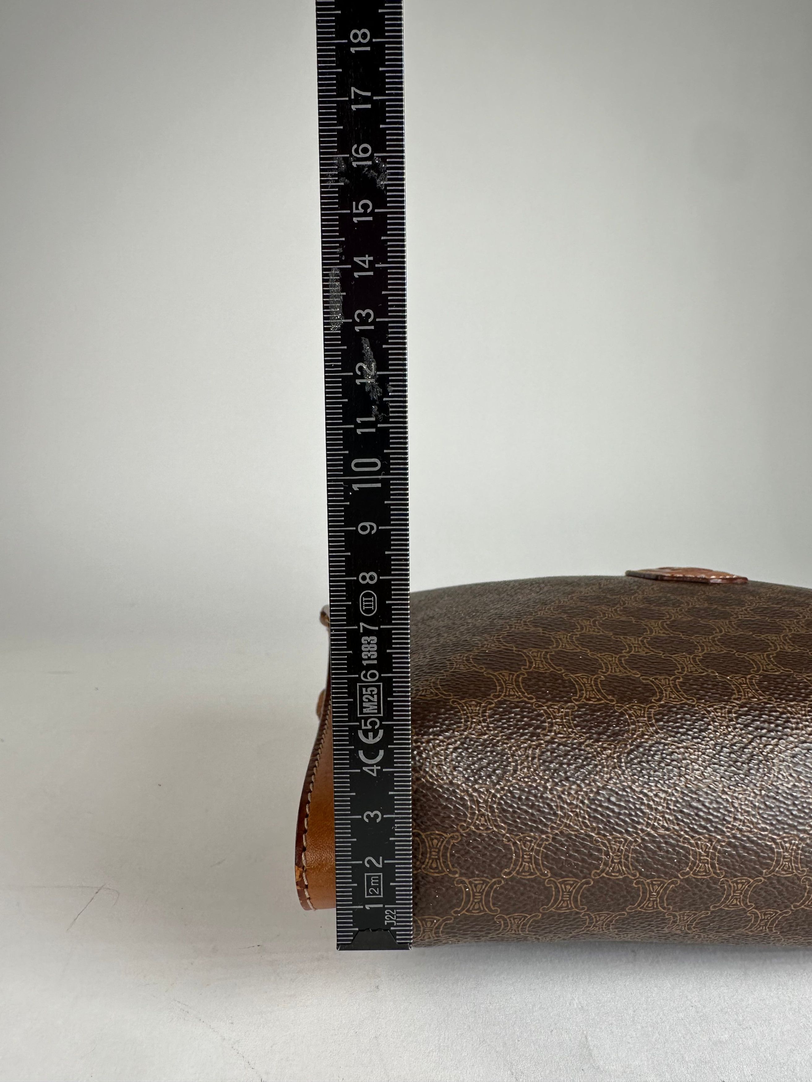Celine Vintage Paris Triomphe Monogram Leather Clutch Brown Size ONE SIZE - 11 Thumbnail