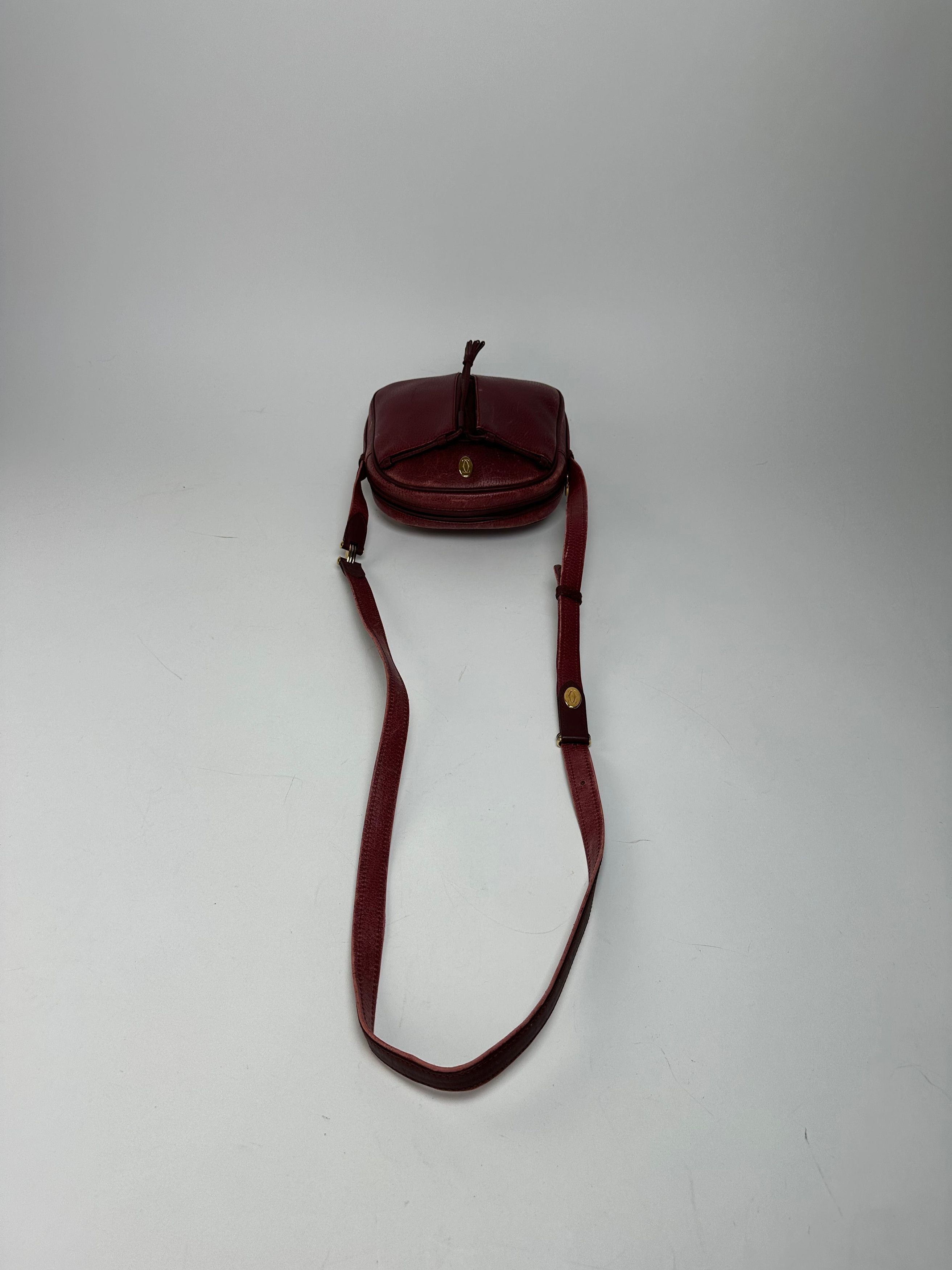 Cartier Vintage Leather Shoulder Bag Dark Red Size ONE SIZE - 6 Thumbnail