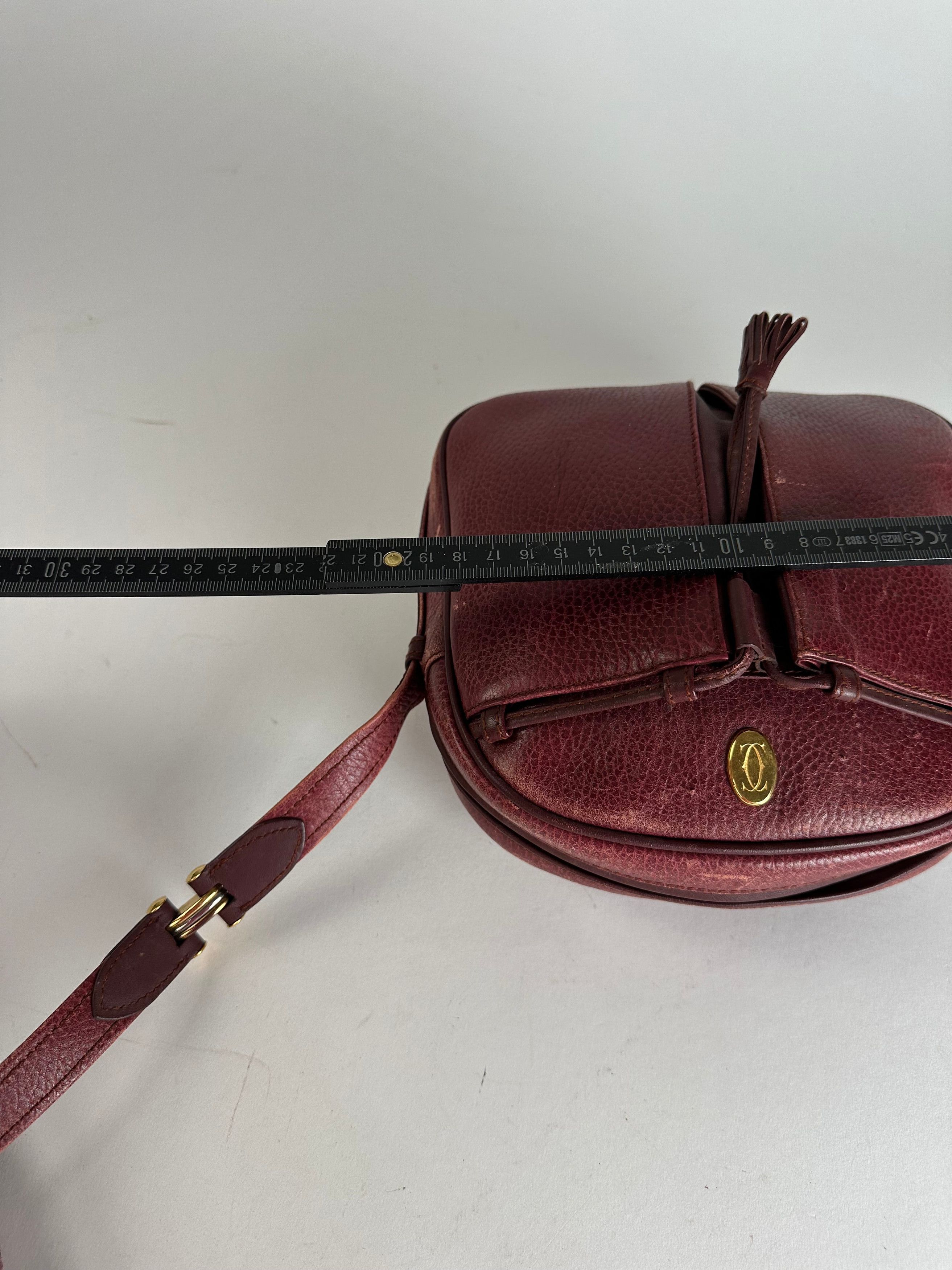 Cartier Vintage Leather Shoulder Bag Dark Red Size ONE SIZE - 11 Thumbnail
