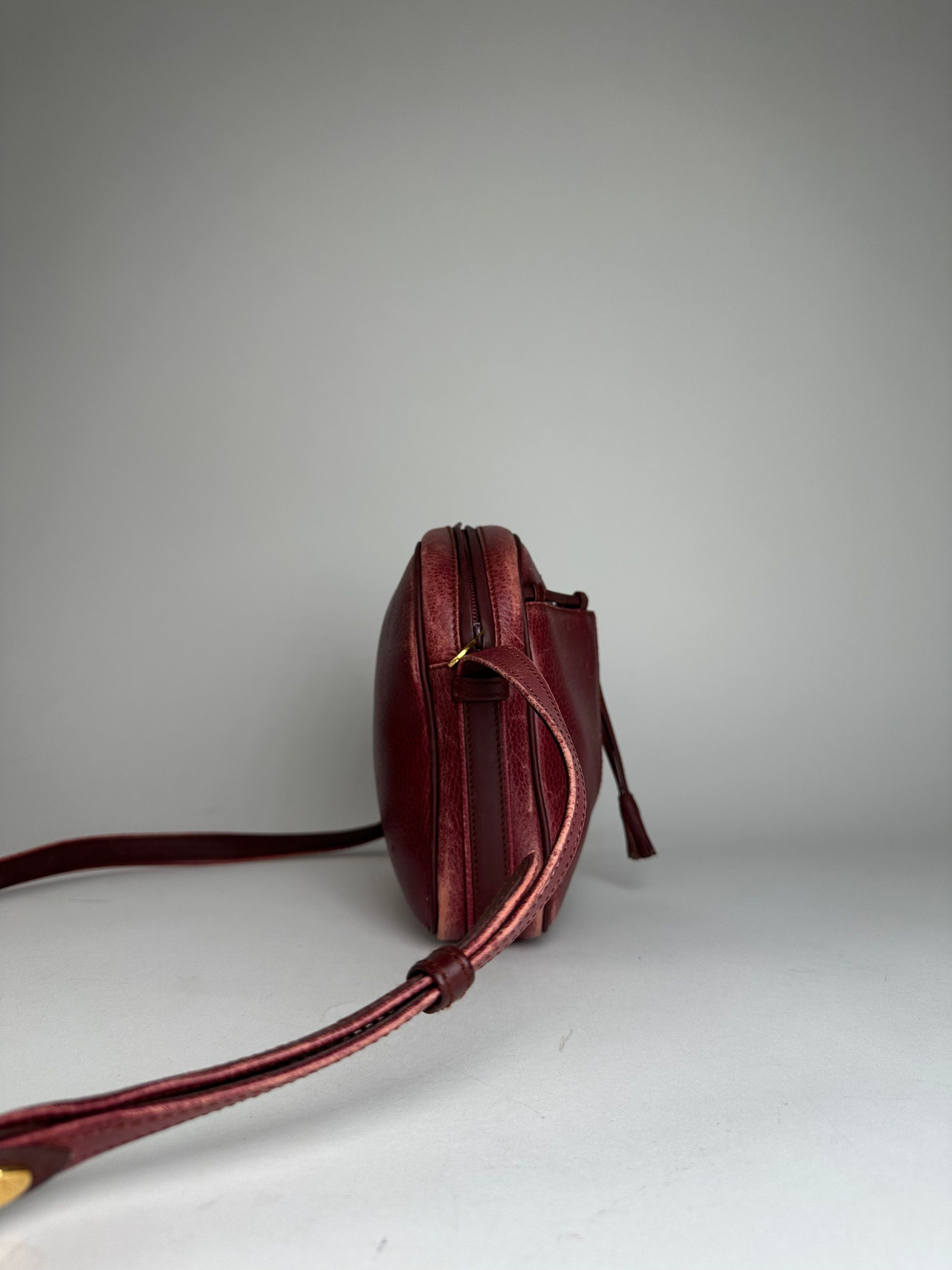 Cartier Vintage Leather Shoulder Bag Dark Red Size ONE SIZE - 3 Thumbnail
