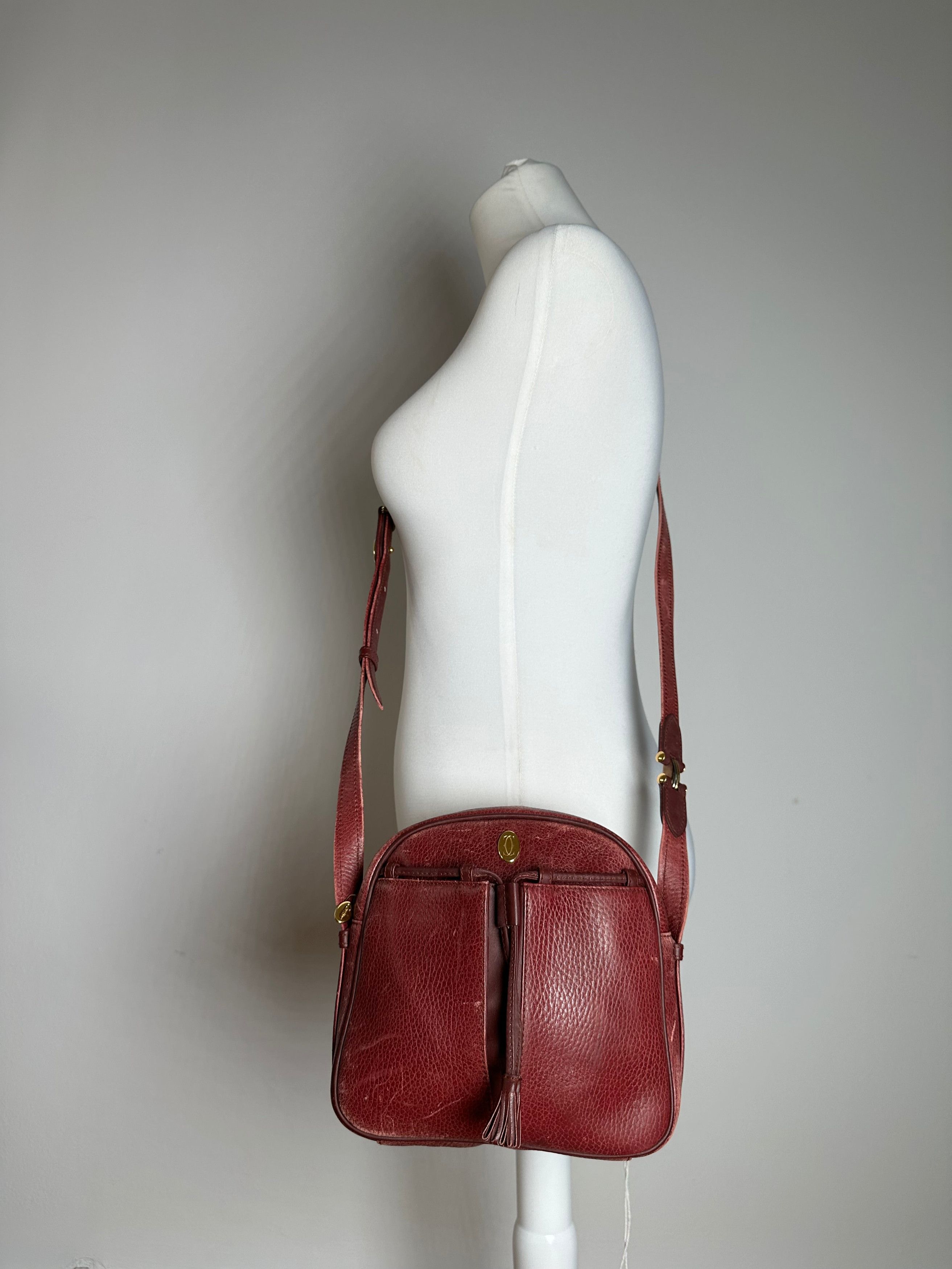 Cartier Vintage Leather Shoulder Bag Dark Red Size ONE SIZE - 4 Thumbnail