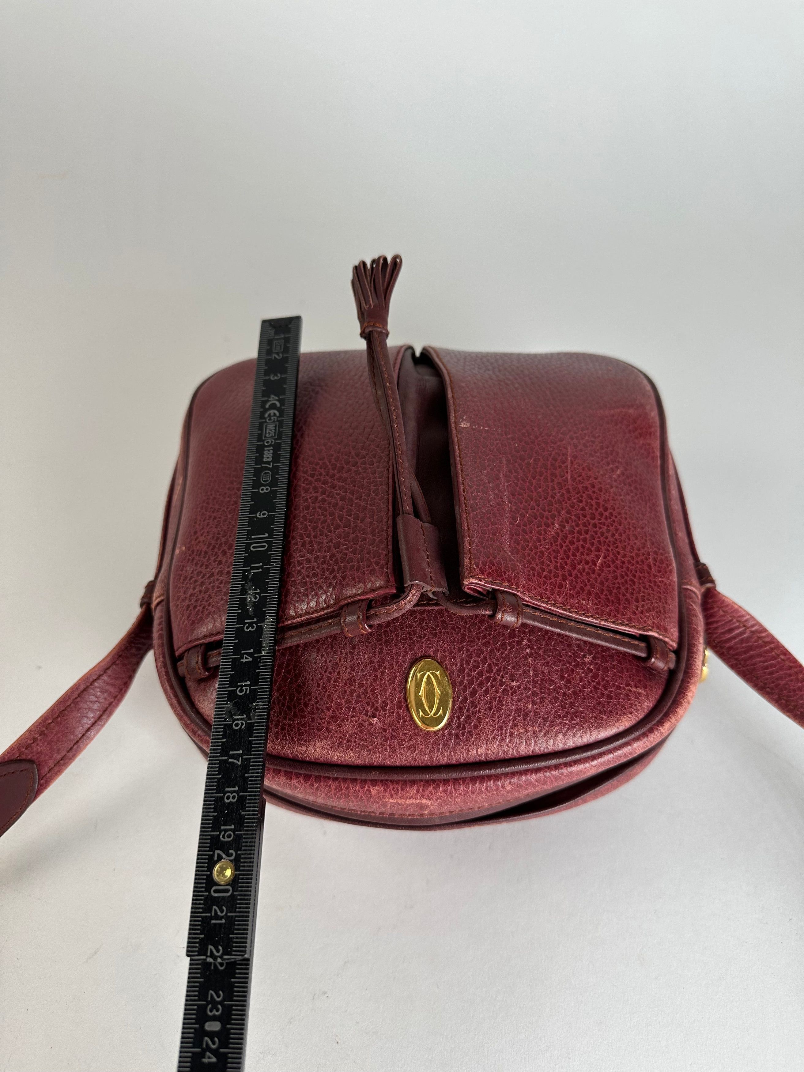 Cartier Vintage Leather Shoulder Bag Dark Red Size ONE SIZE - 10 Thumbnail