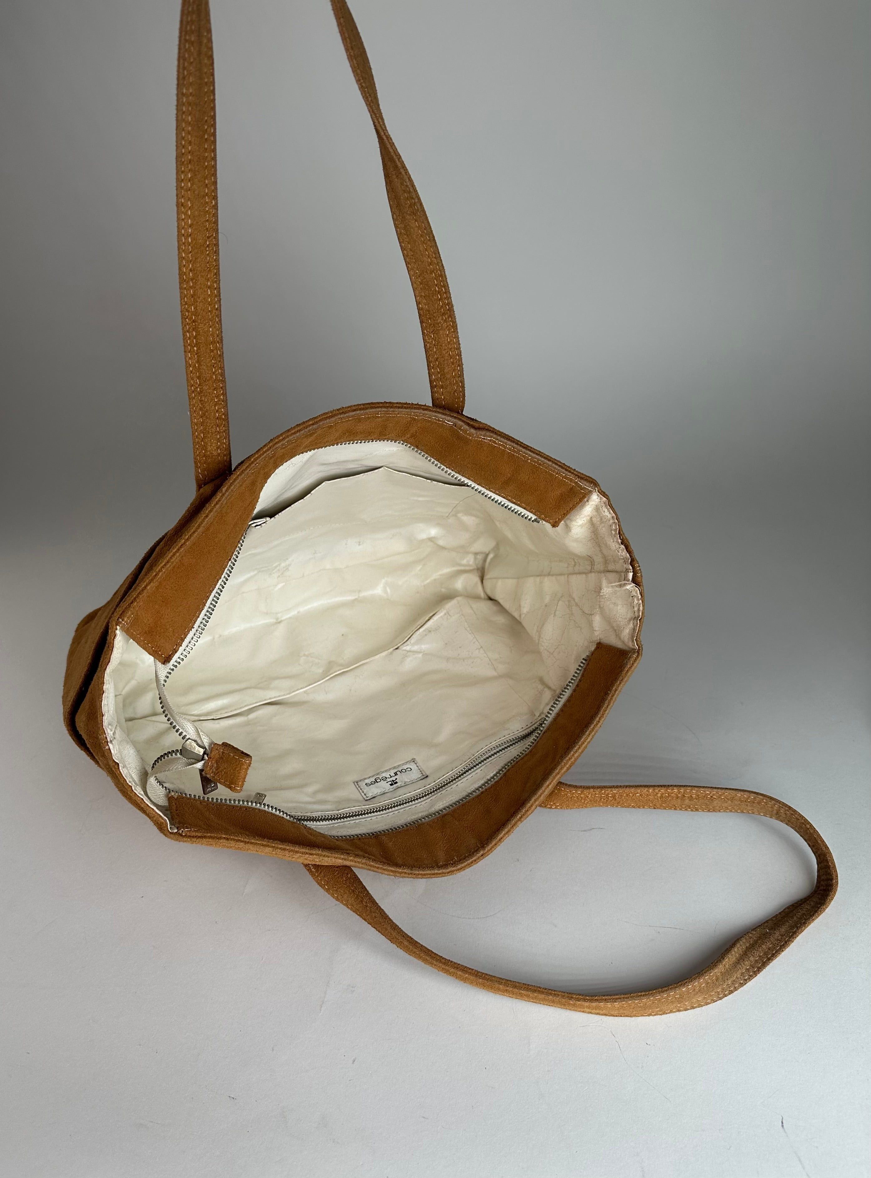 Courreges Vintage Suede Leather Handbag Brown Size ONE SIZE - 7 Thumbnail