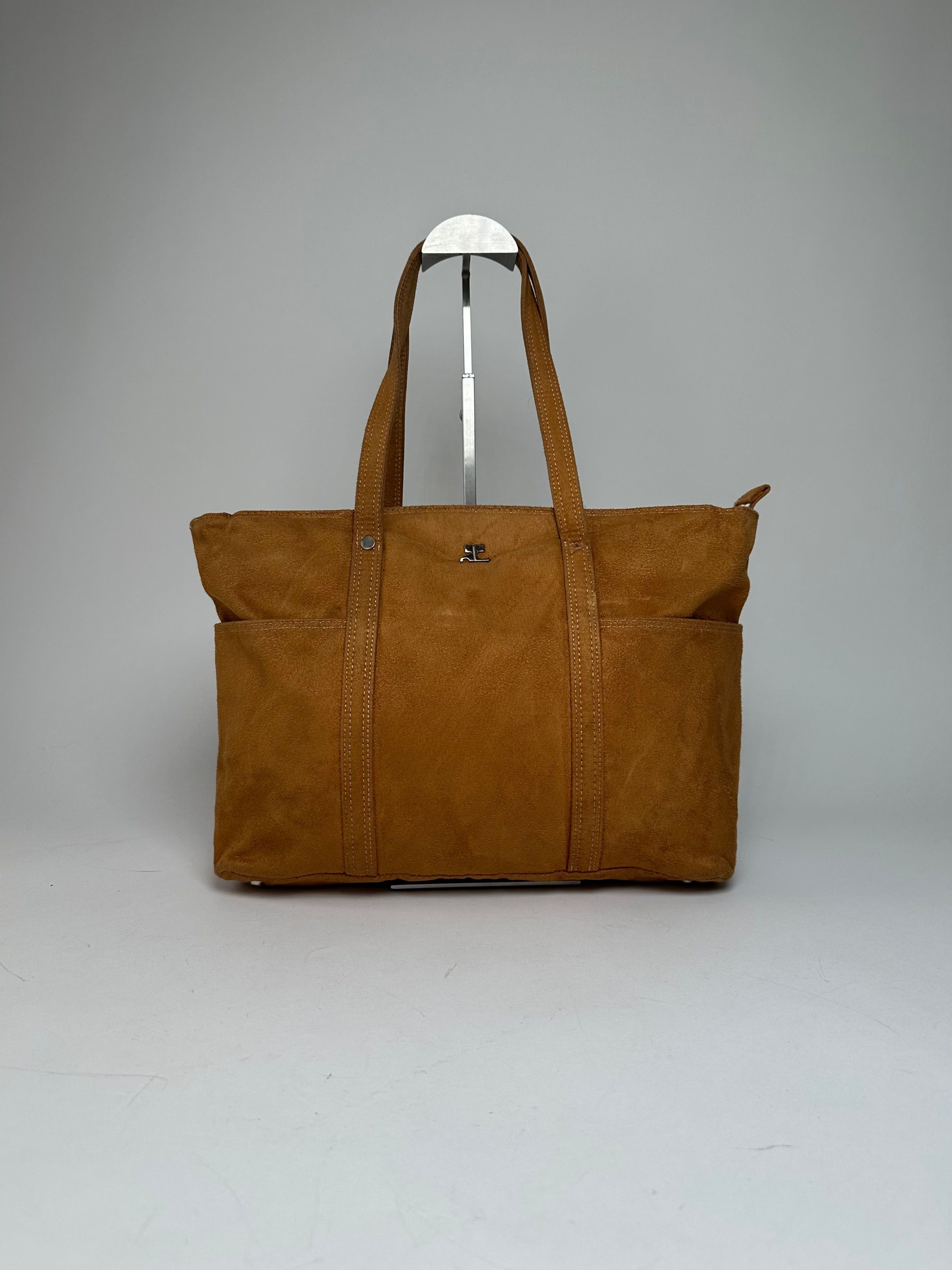 Courreges Vintage Suede Leather Handbag Brown Size ONE SIZE - 14 Thumbnail