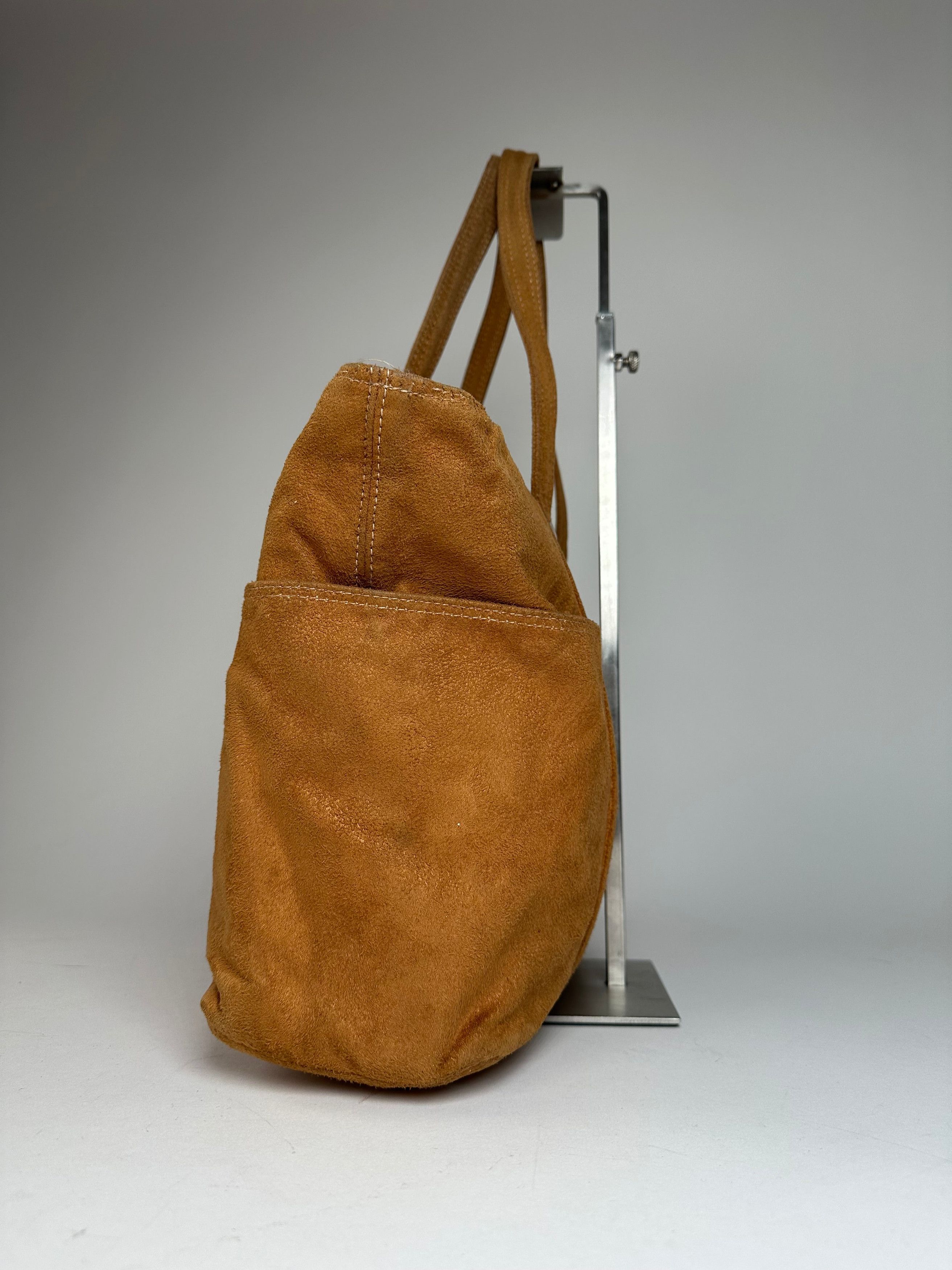 Courreges Vintage Suede Leather Handbag Brown Size ONE SIZE - 3 Thumbnail
