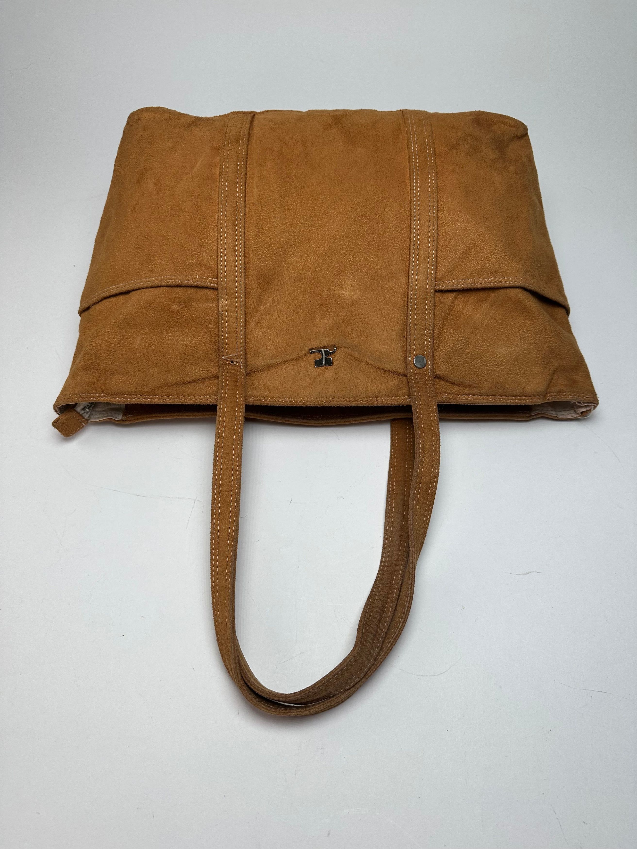 Courreges Vintage Suede Leather Handbag Brown Size ONE SIZE - 4 Thumbnail
