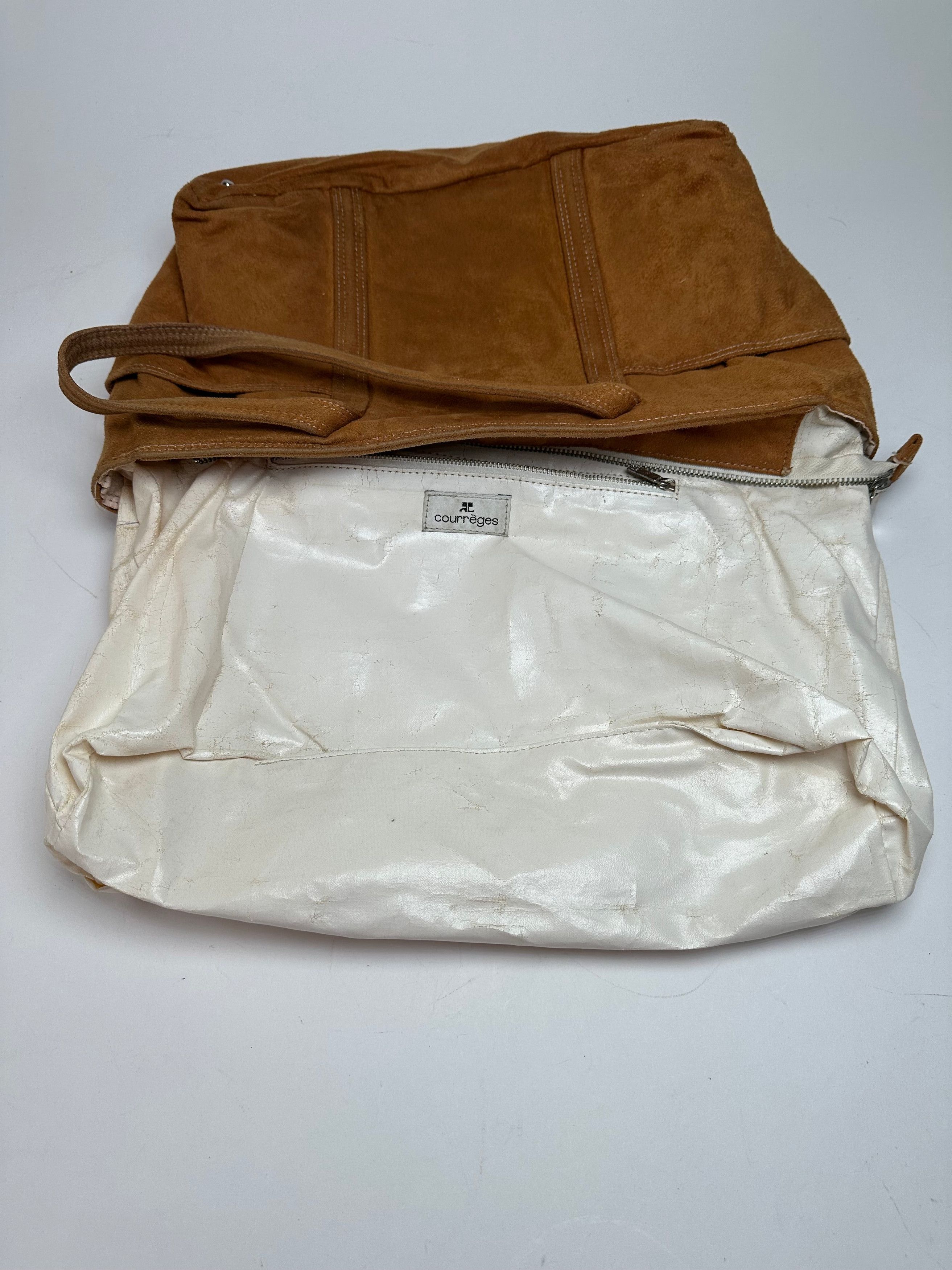 Courreges Vintage Suede Leather Handbag Brown Size ONE SIZE - 9 Thumbnail