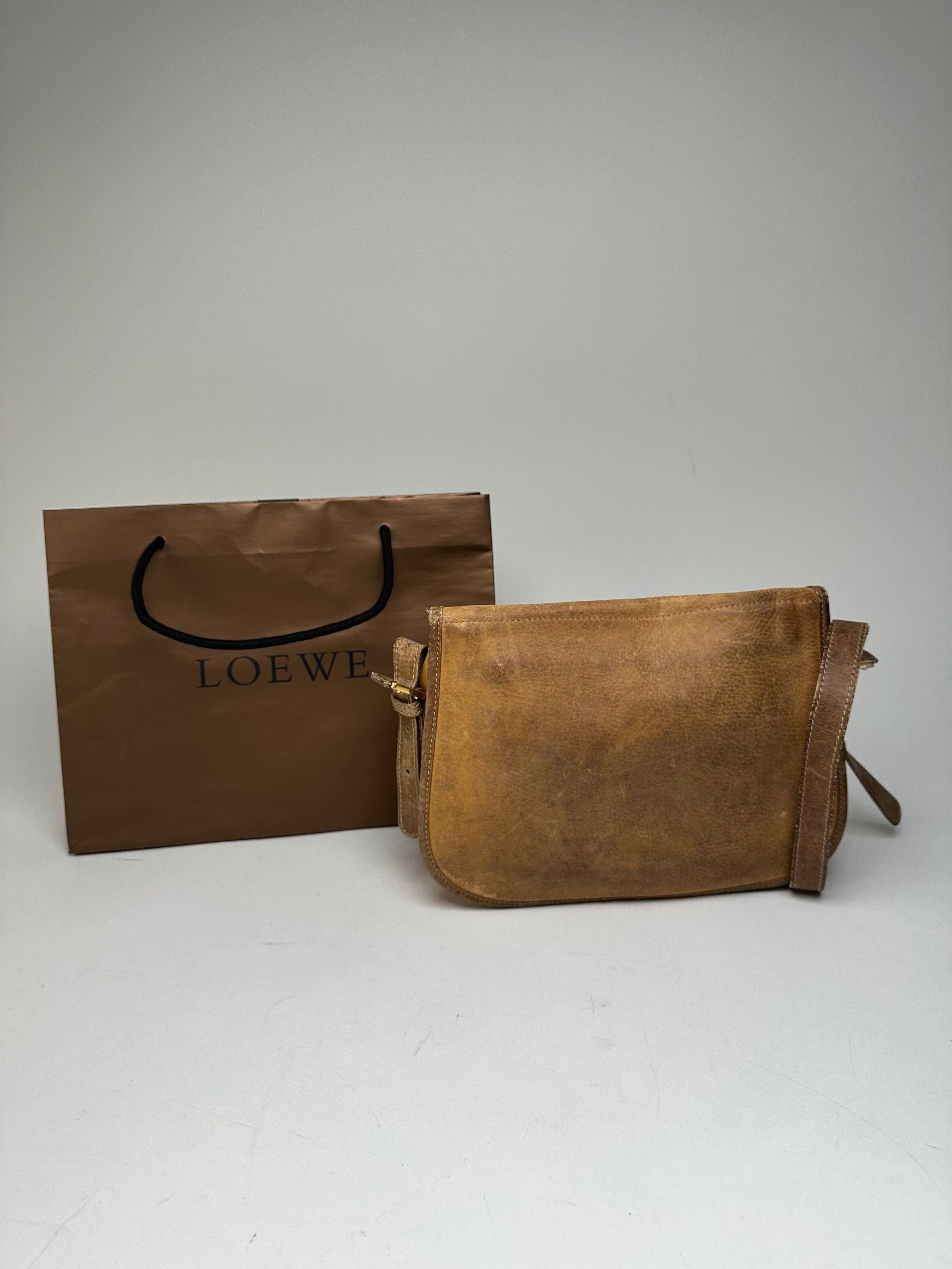 Loewe Vintage Anagram Leather Crossbody Shoulder Bag Brown Size ONE SIZE - 2 Thumbnail