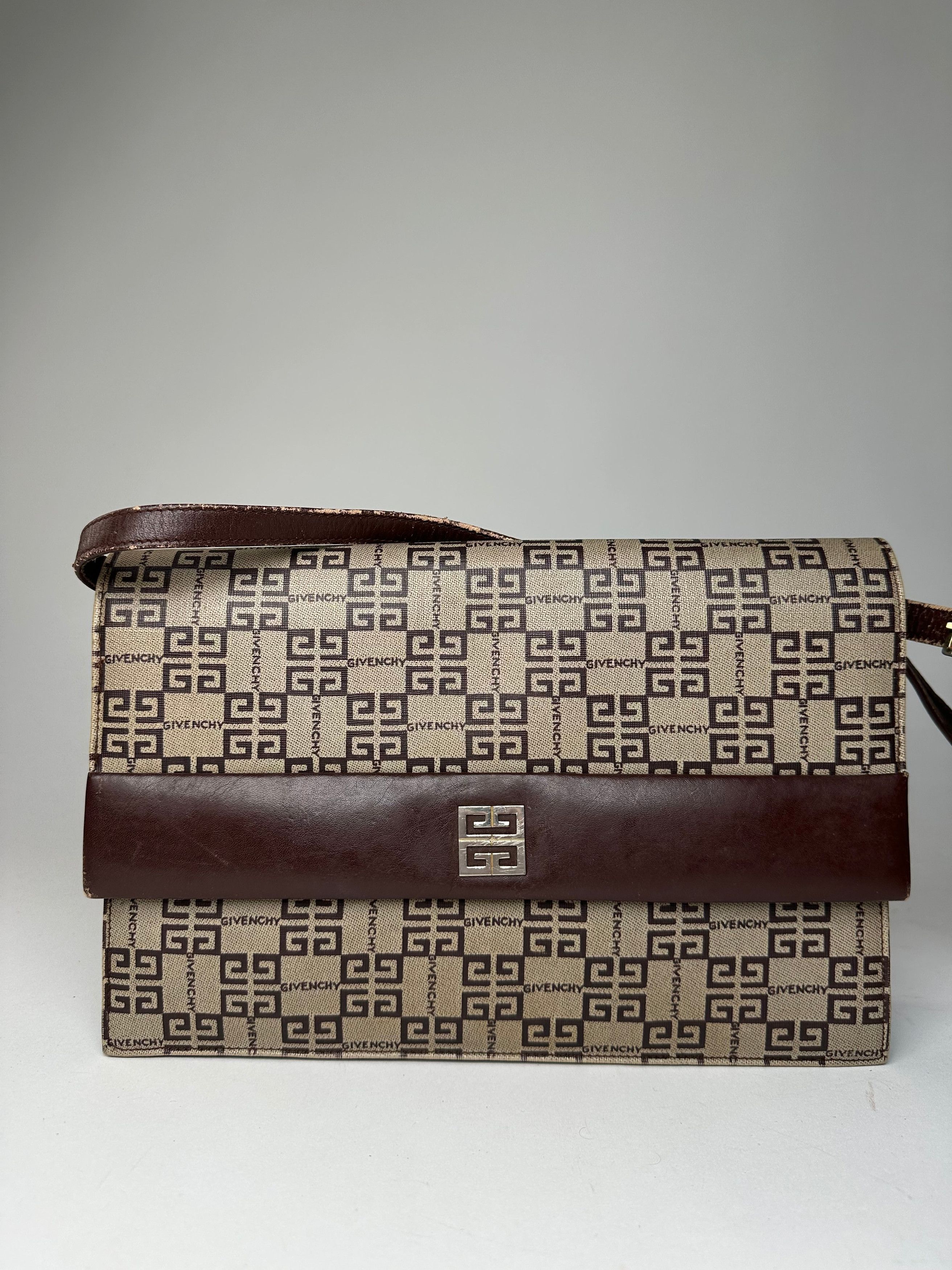 Givenchy Vintage Monogram Leather Multiway Vag Grey Brown Size ONE SIZE - 13 Thumbnail