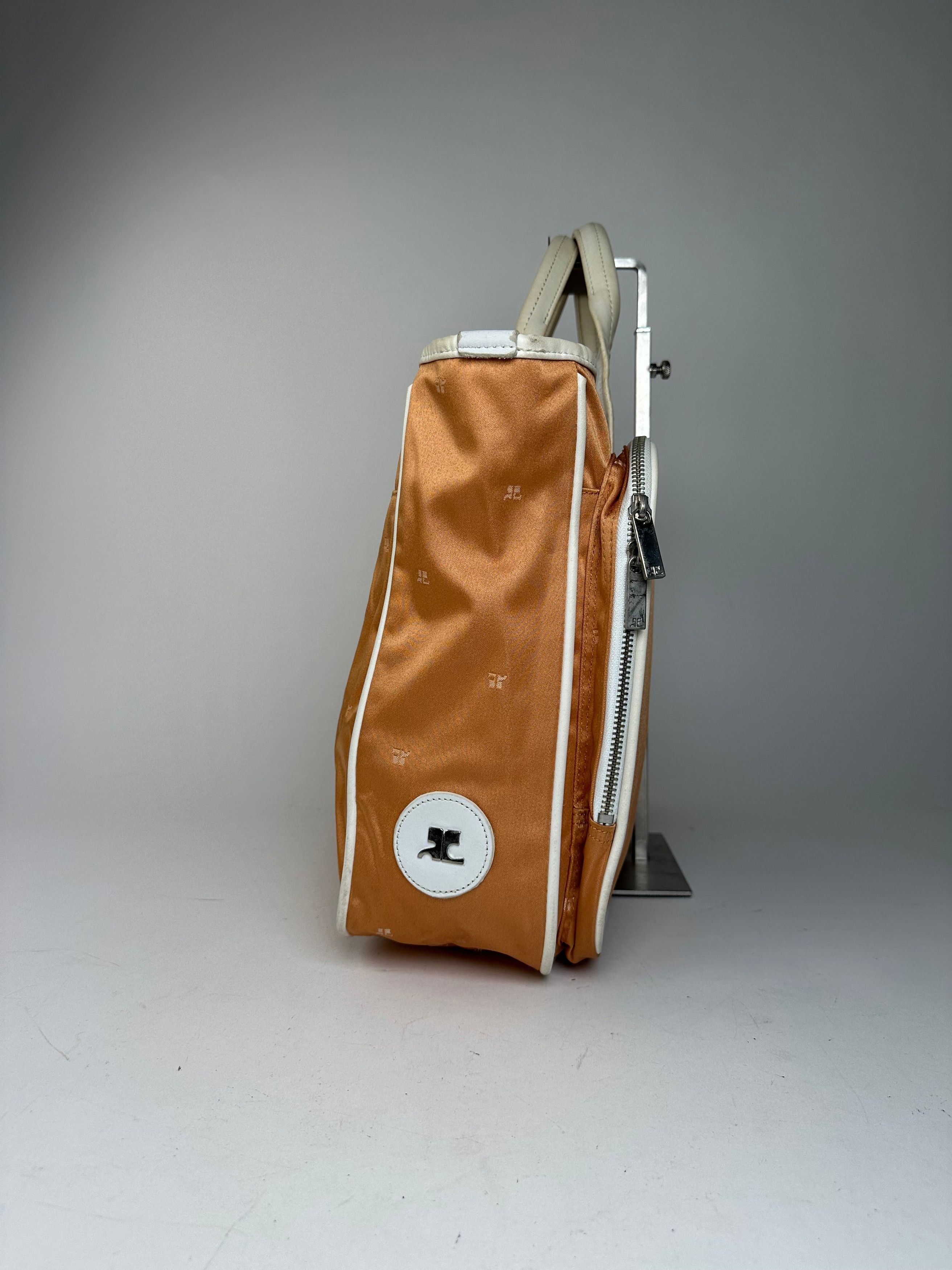 Courreges Vintage Monogram Duffel Bag Peach White Size ONE SIZE - 6 Thumbnail