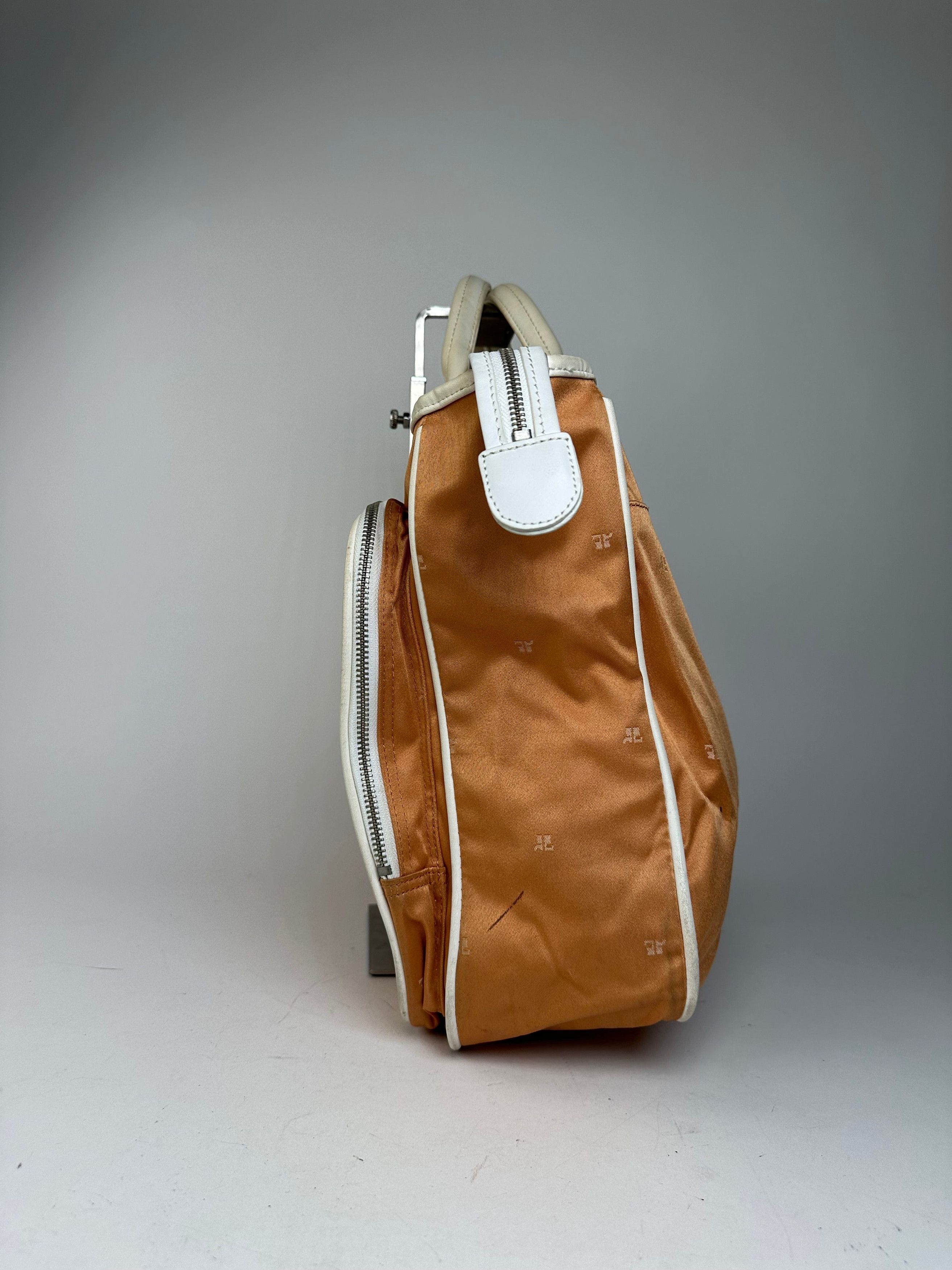 Courreges Vintage Monogram Duffel Bag Peach White Size ONE SIZE - 5 Thumbnail