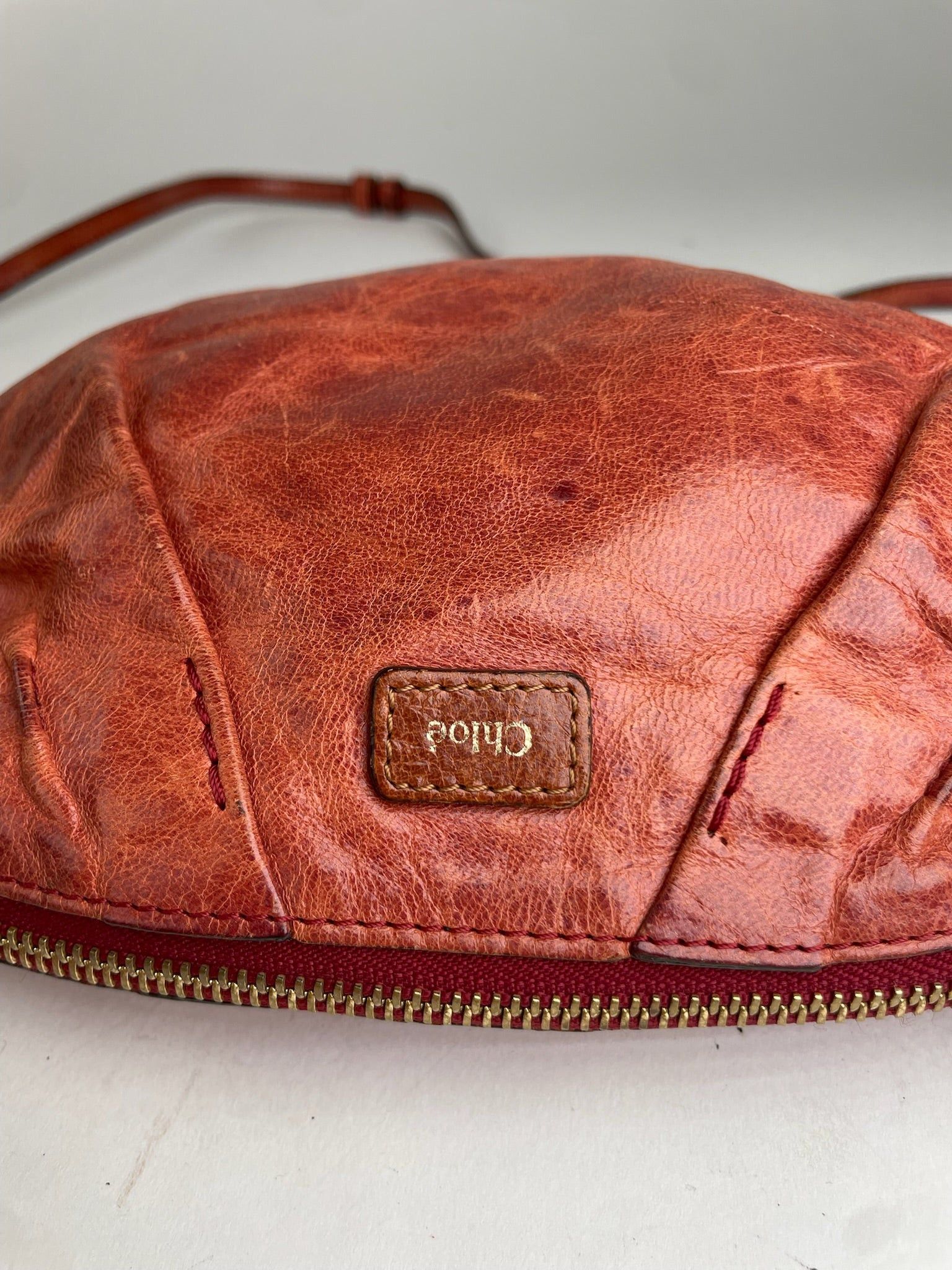 Chloe Vintage 2Way Leather Handbag Red Size ONE SIZE - 12 Thumbnail