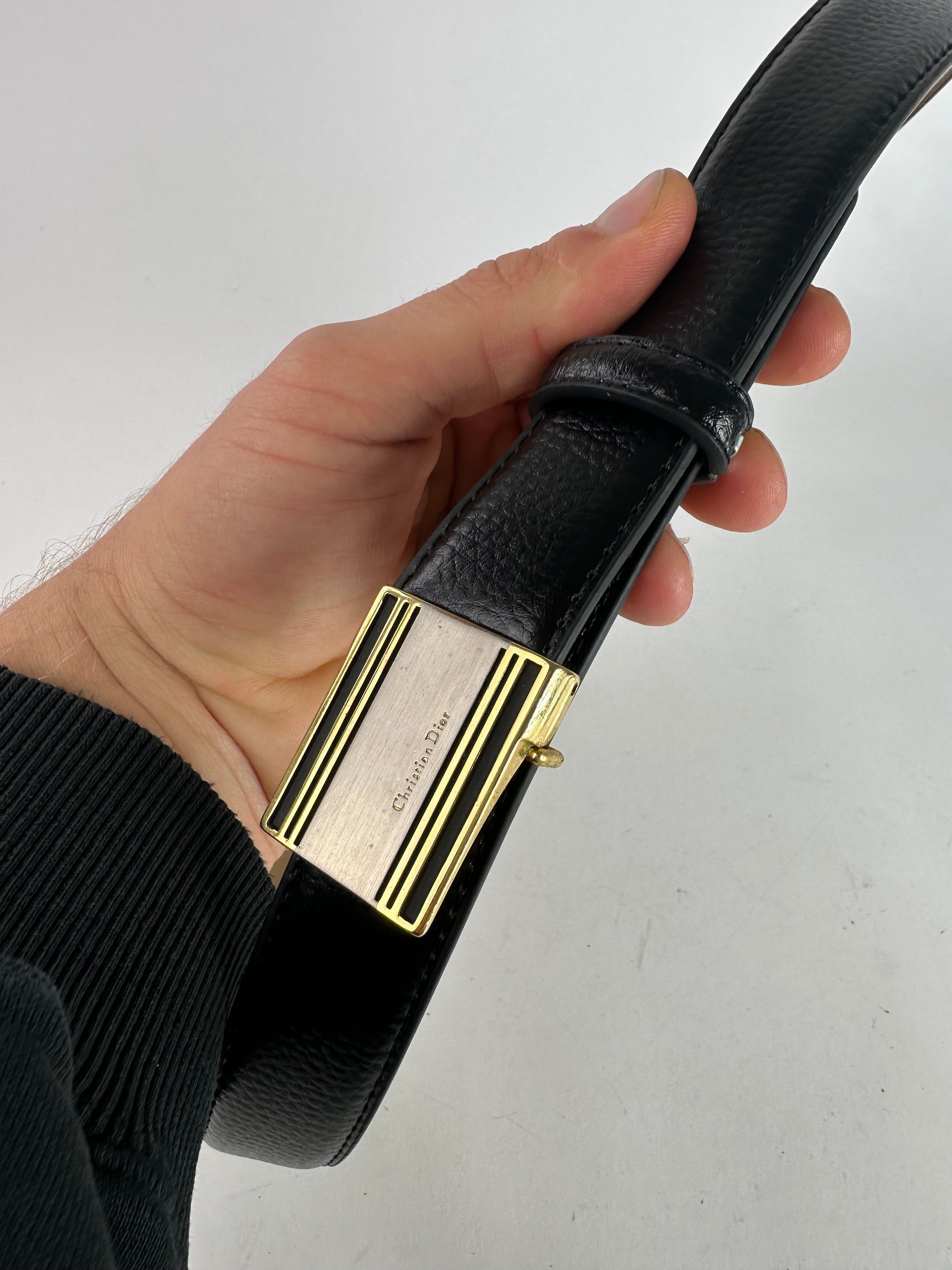 Dior Vintage Snake Emblossed Leather Belt Black Size ONE SIZE - 3 Thumbnail