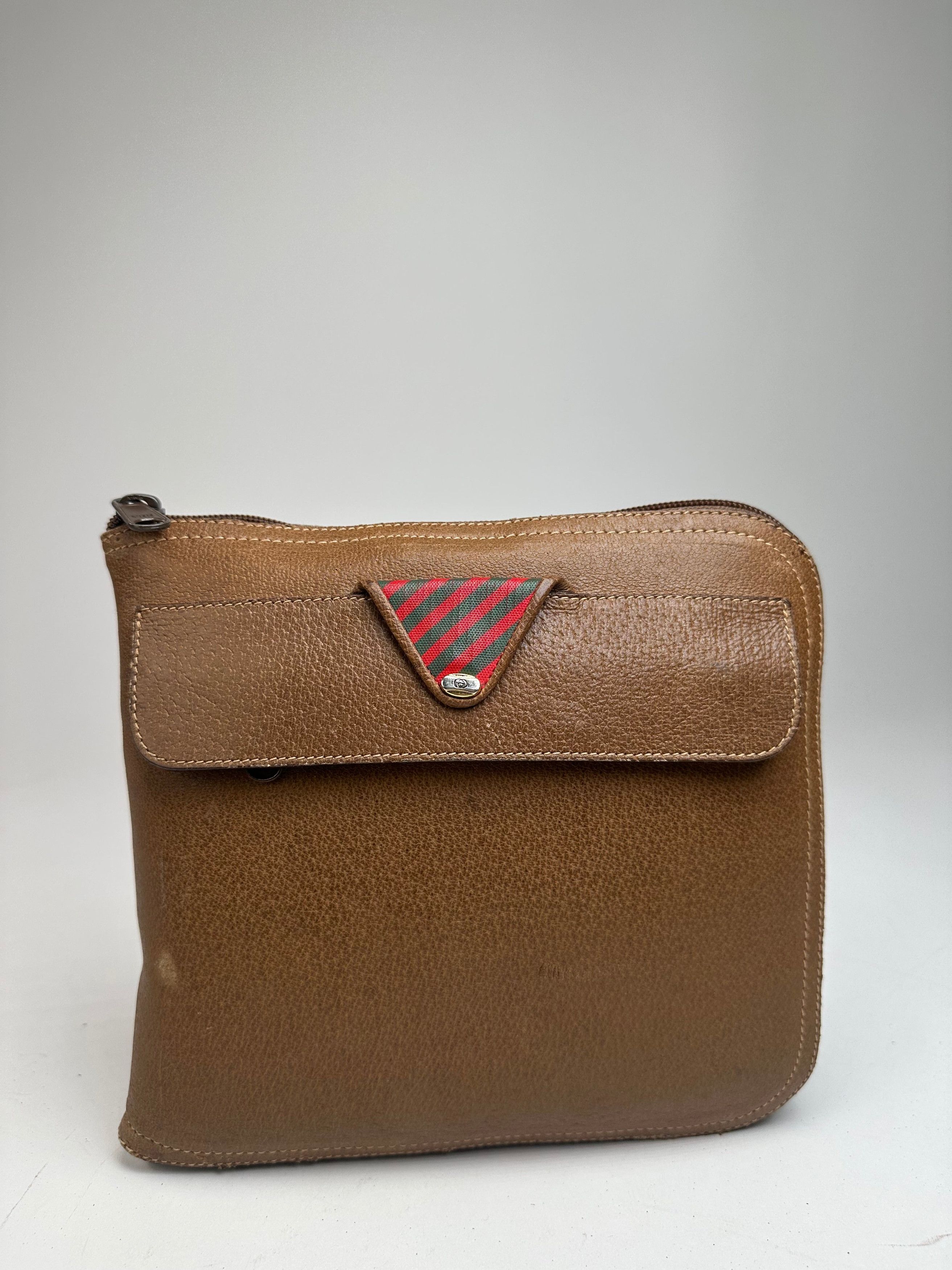 Gucci Vintage 2Way Leather Canvas Tote Bag Red Brown Size ONE SIZE - 2 Thumbnail
