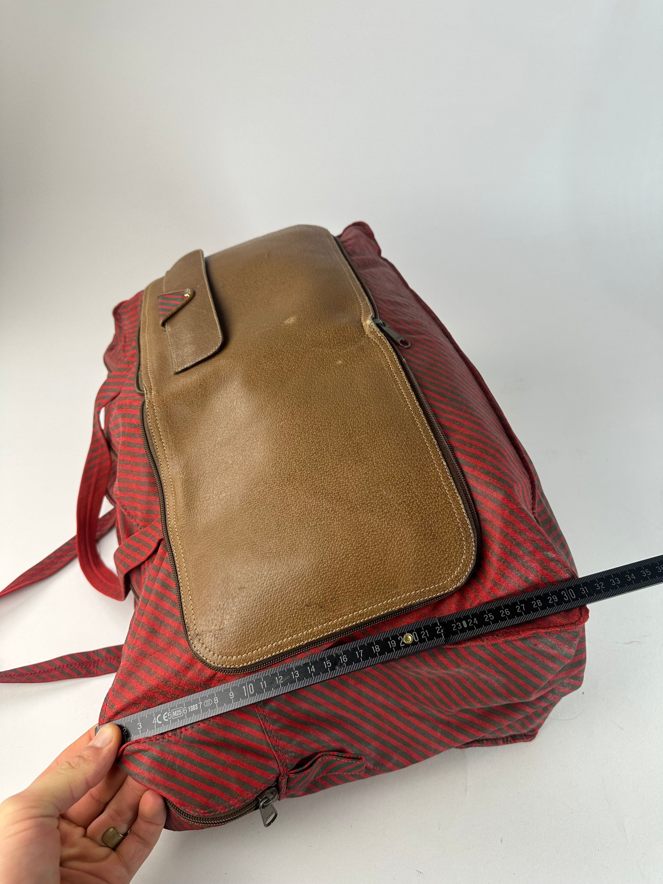 Gucci Vintage 2Way Leather Canvas Tote Bag Red Brown Size ONE SIZE - 14 Thumbnail