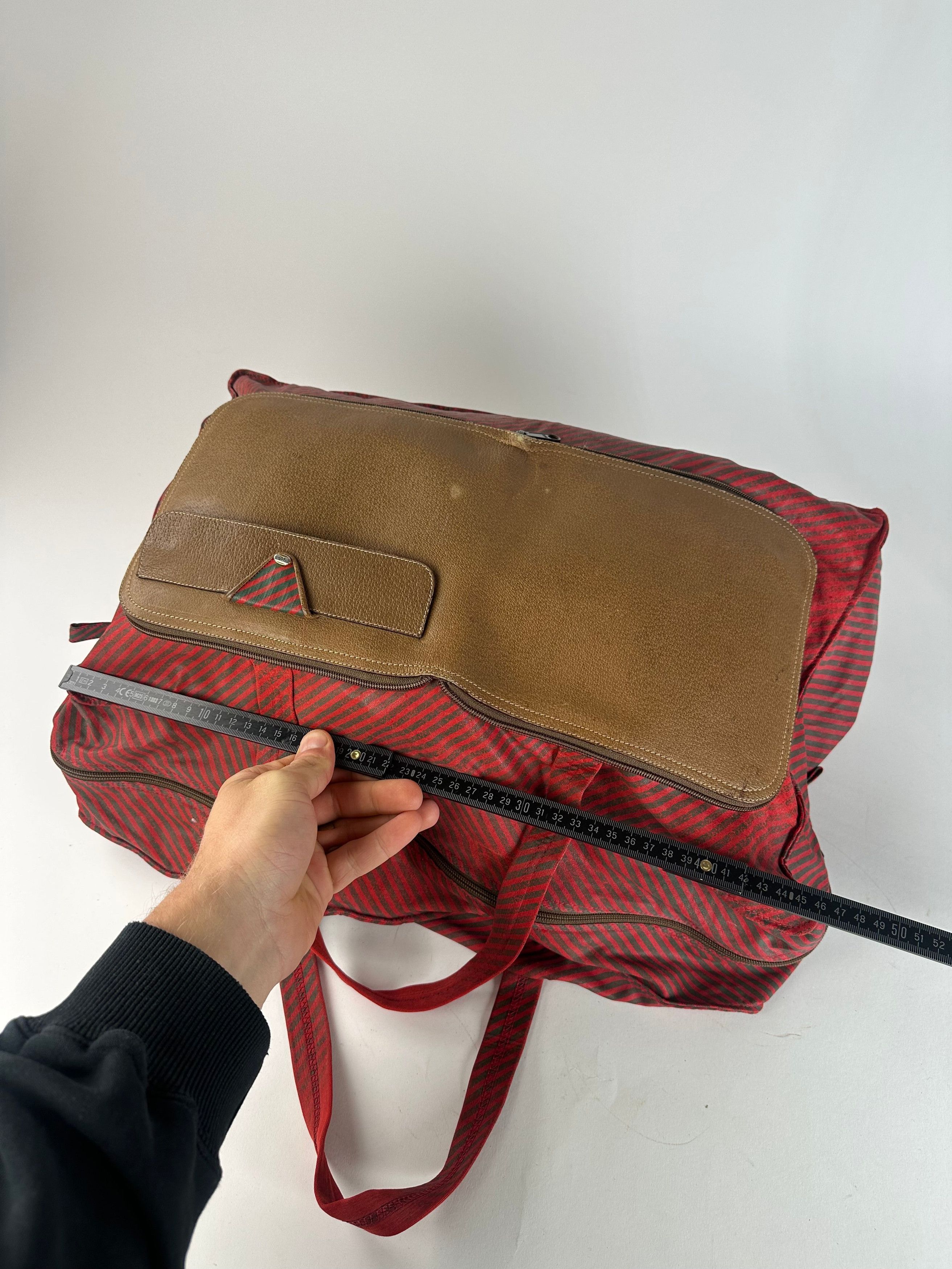 Gucci Vintage 2Way Leather Canvas Tote Bag Red Brown Size ONE SIZE - 13 Thumbnail