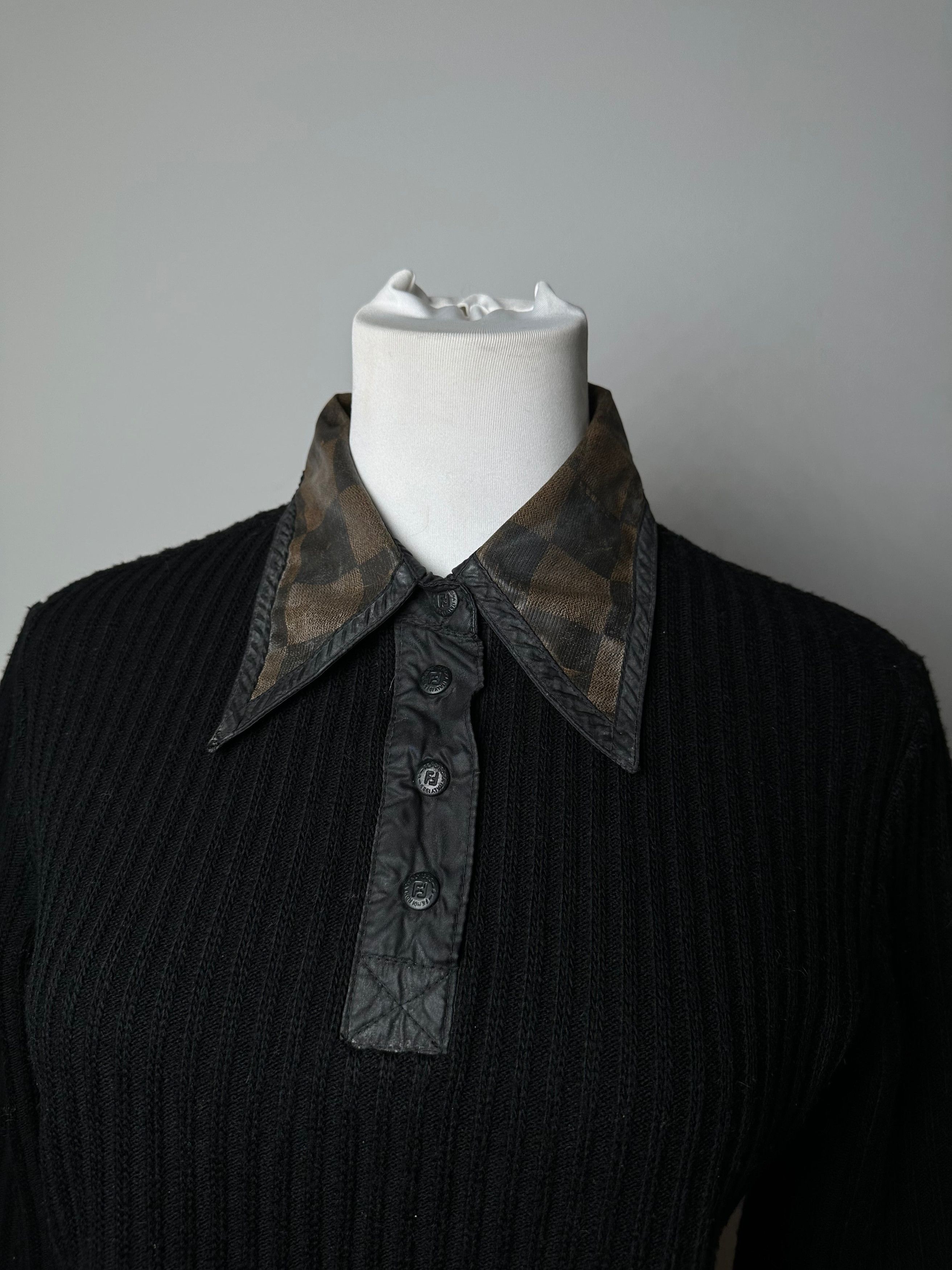Fendi Vintage Roma Wool Sweater Black Brown 36/S Size S / US 4 / IT 40 - 12 Thumbnail