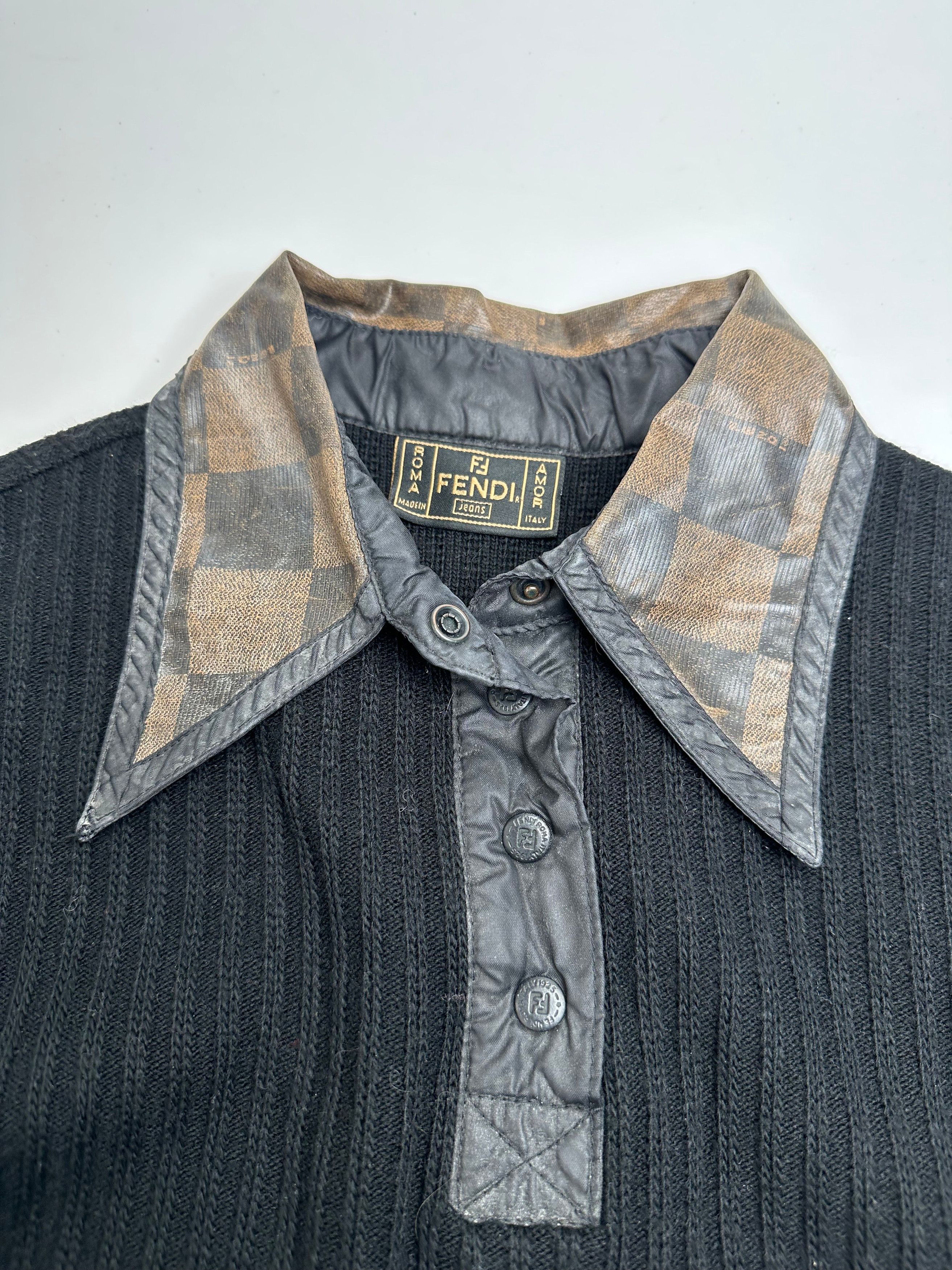Fendi Vintage Roma Wool Sweater Black Brown 36/S Size S / US 4 / IT 40 - 6 Thumbnail