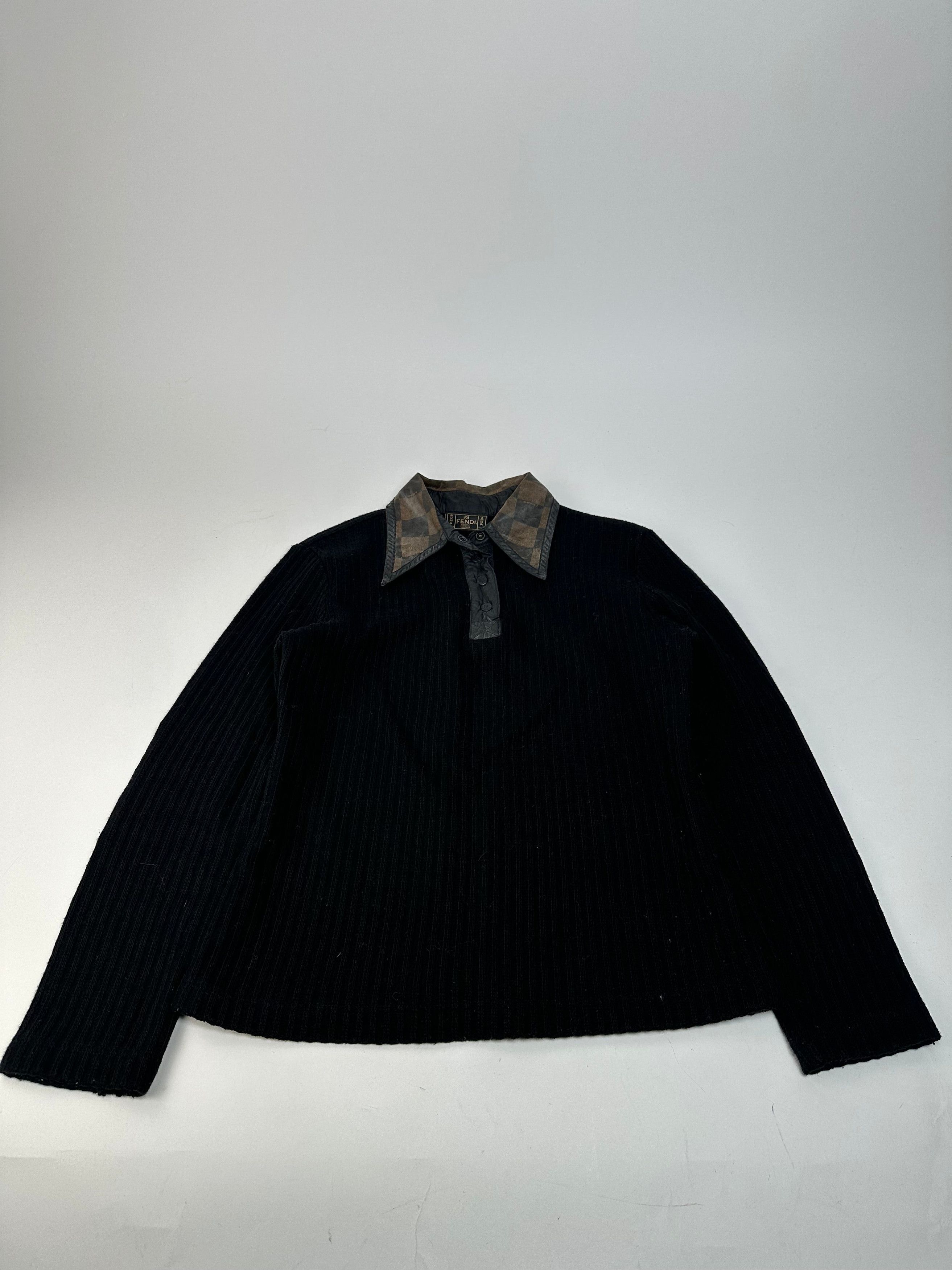Fendi Vintage Roma Wool Sweater Black Brown 36/S Size S / US 4 / IT 40 - 4 Thumbnail