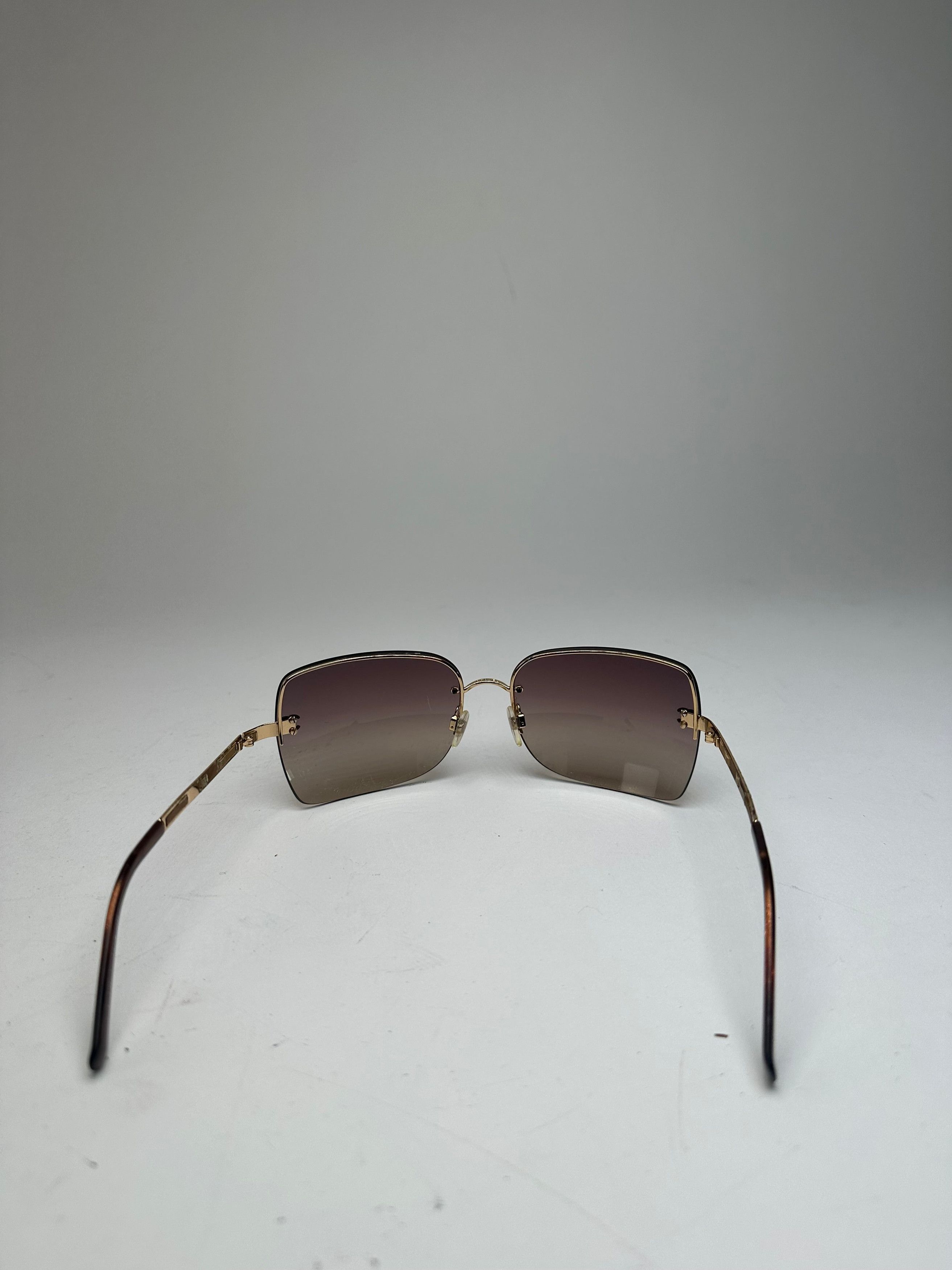 Chanel Vintage Rimless Sunglasses Brown Gold Size ONE SIZE - 7 Thumbnail