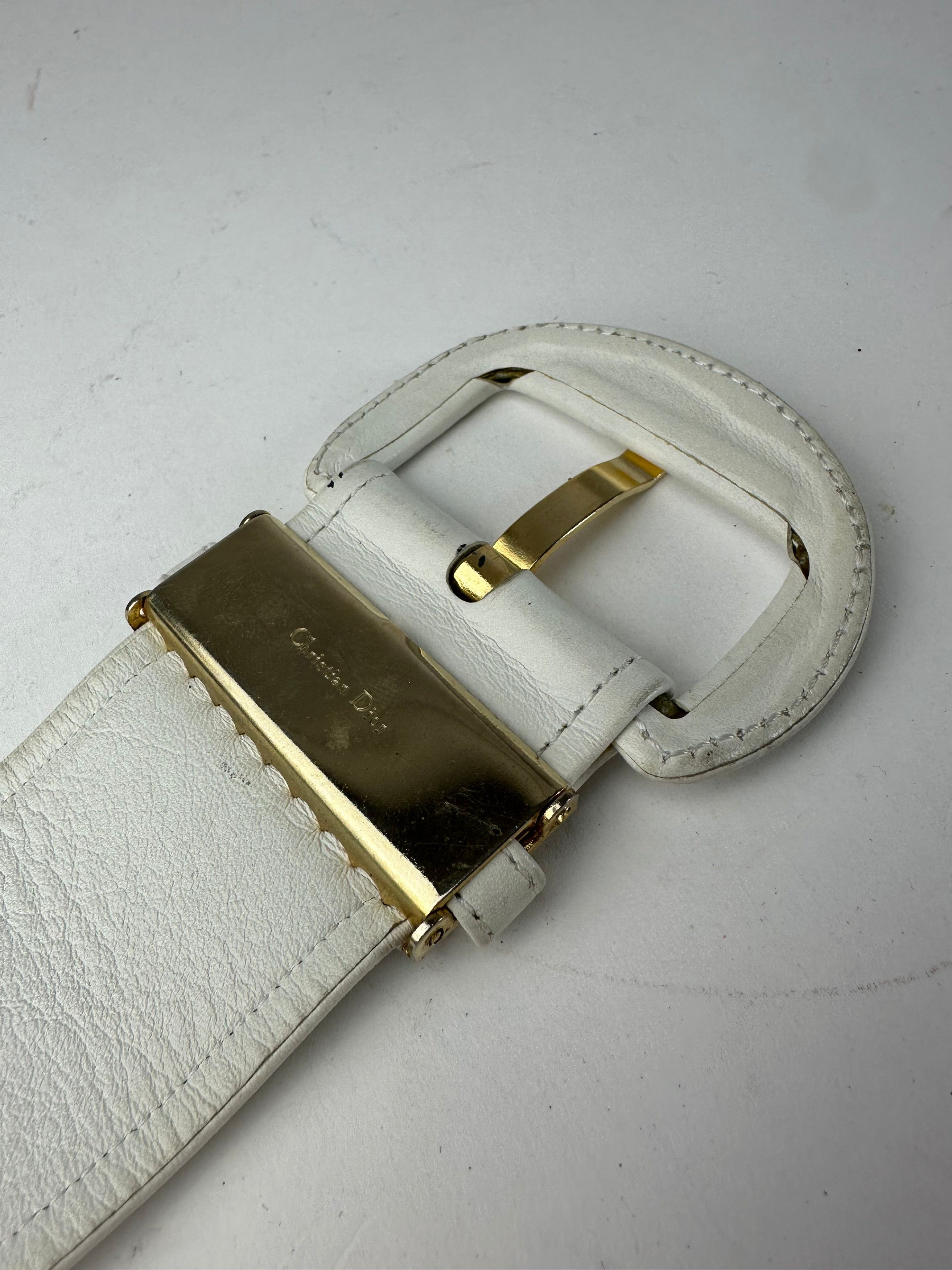 Dior Vintage Leather Belt White Size ONE SIZE - 5 Thumbnail