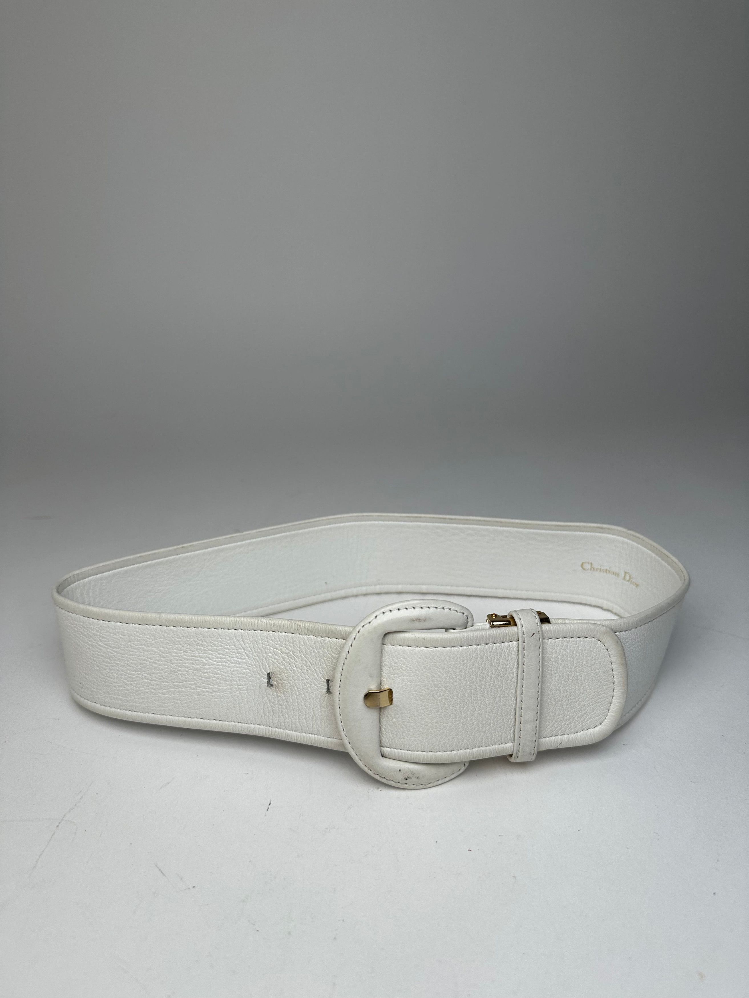 Dior Vintage Leather Belt White Size ONE SIZE - 4 Thumbnail
