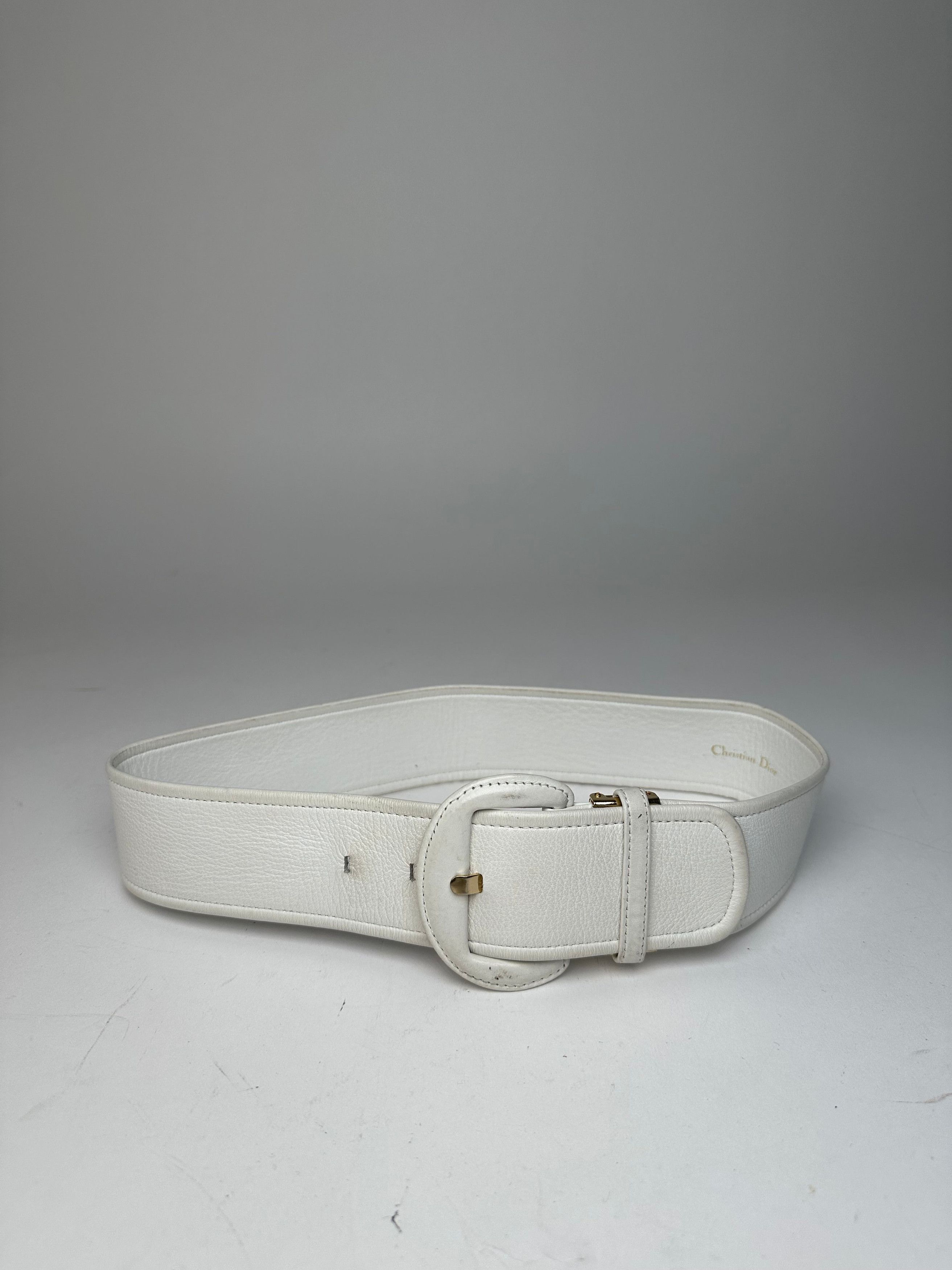 Dior Vintage Leather Belt White Size ONE SIZE - 10 Thumbnail