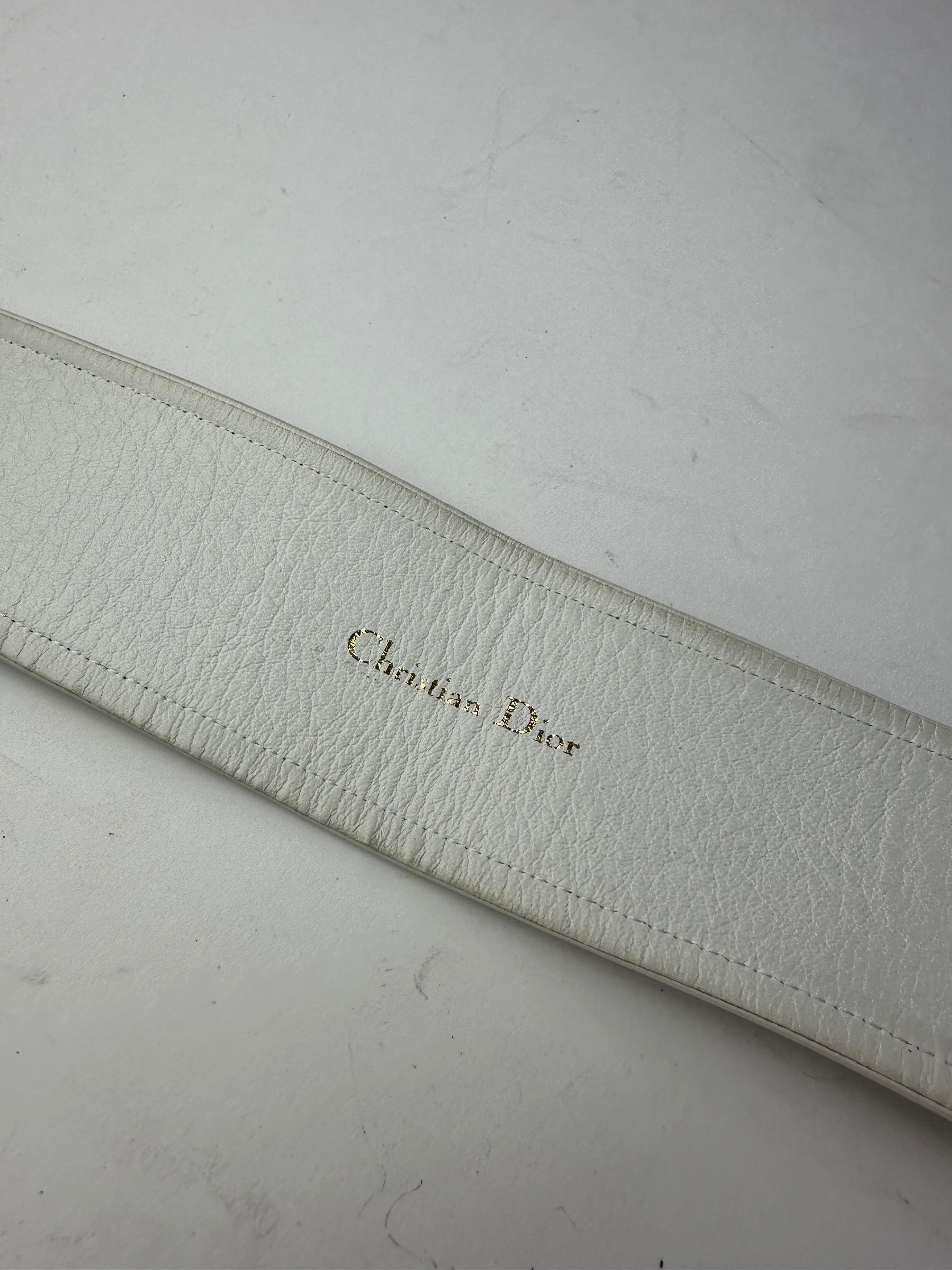 Dior Vintage Leather Belt White Size ONE SIZE - 3 Thumbnail