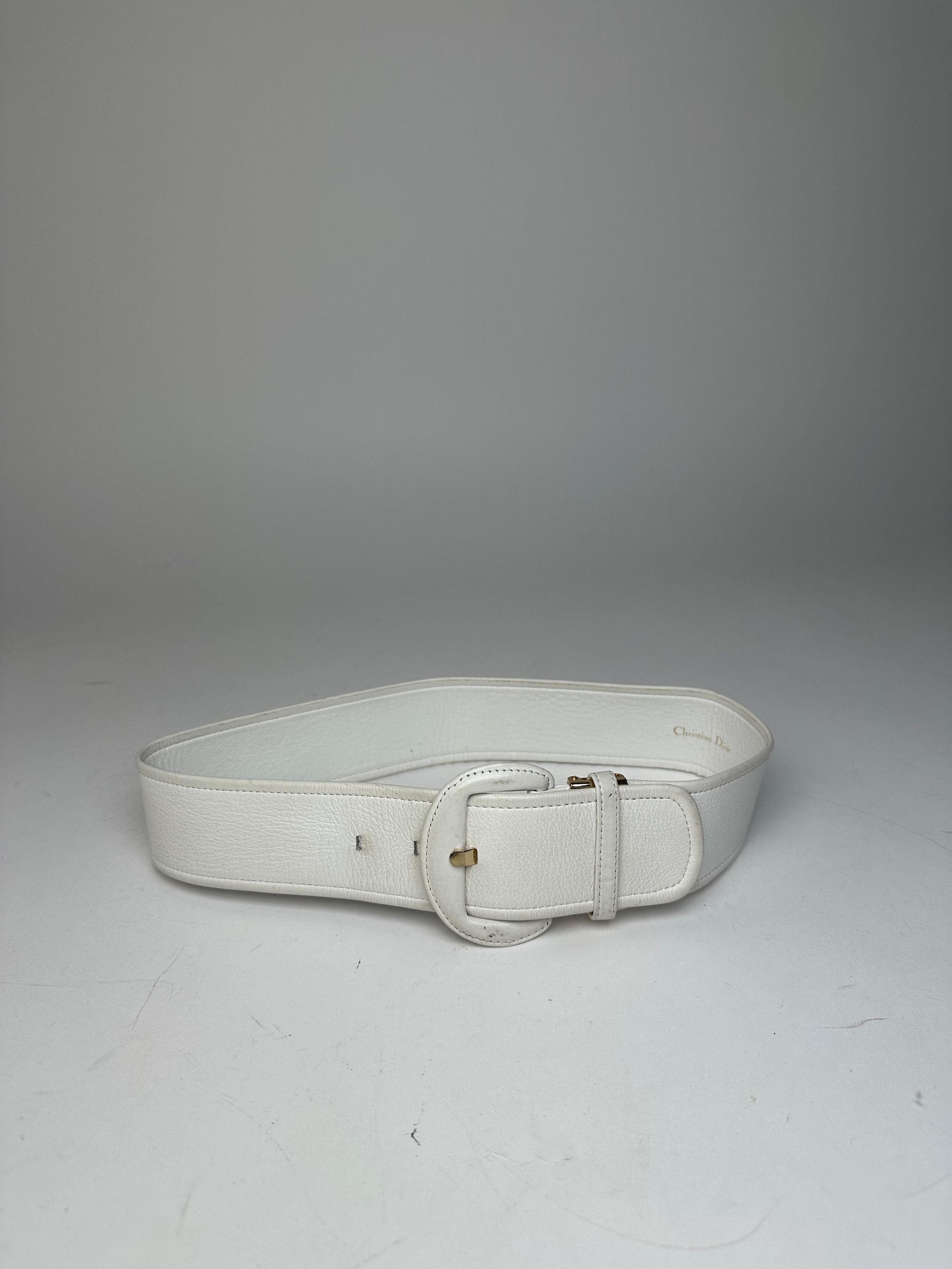 Dior Vintage Leather Belt White Size ONE SIZE - 7 Thumbnail