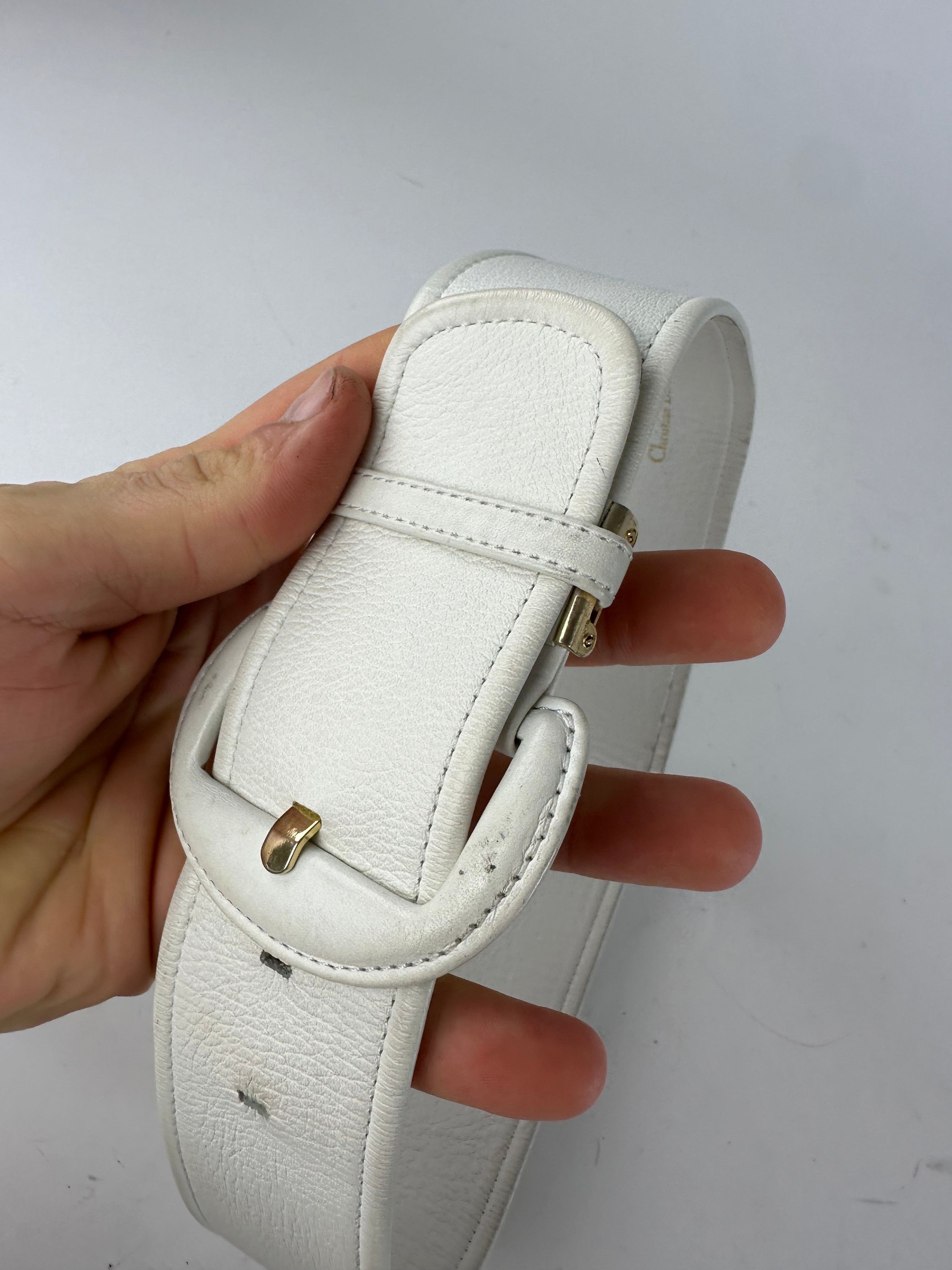 Dior Vintage Leather Belt White Size ONE SIZE - 2 Thumbnail