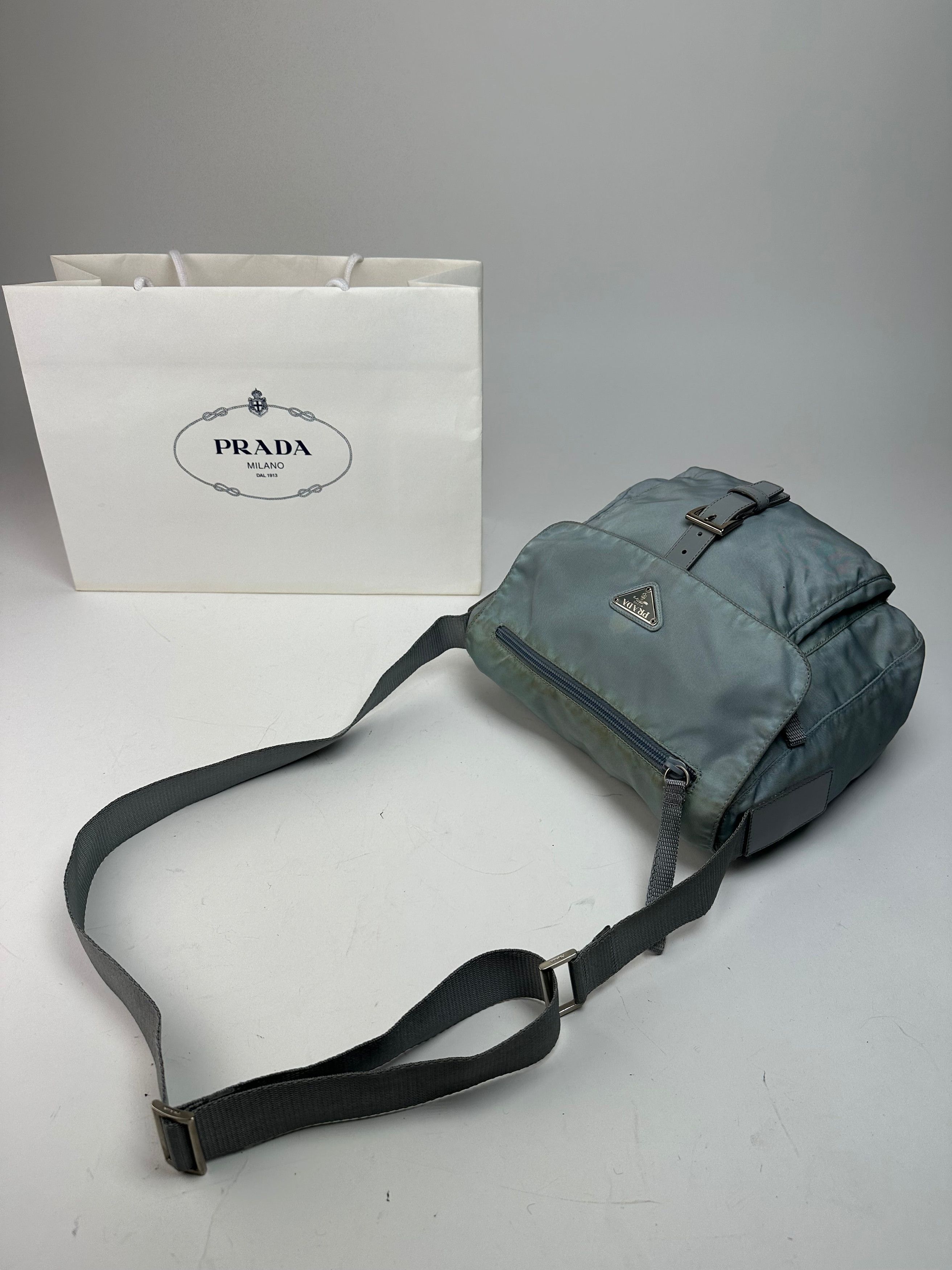 Prada Vintage Light Blue Polyester Crossbody Bag Size ONE SIZE - 11 Thumbnail
