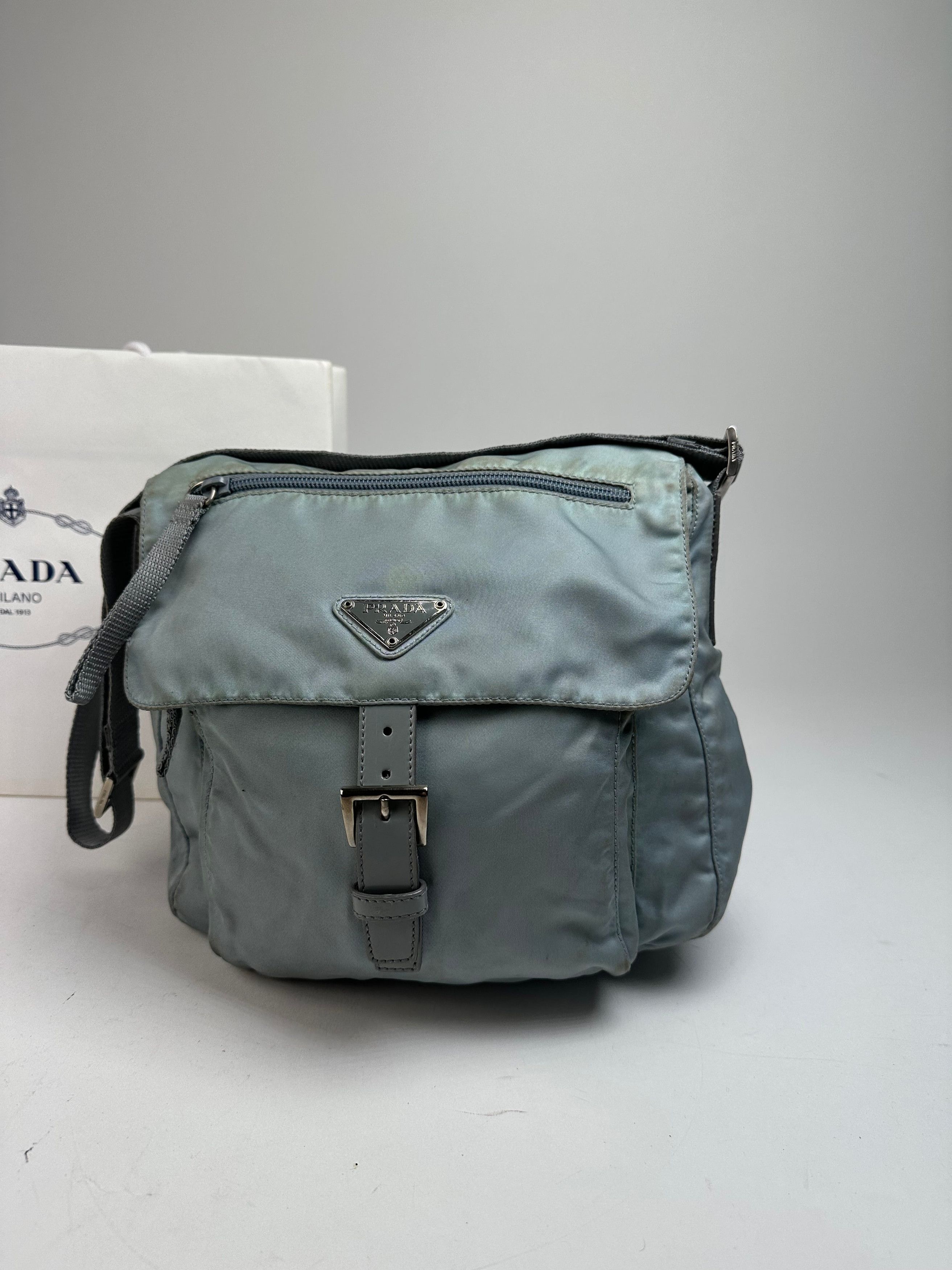 Prada Vintage Light Blue Polyester Crossbody Bag Size ONE SIZE - 8 Thumbnail