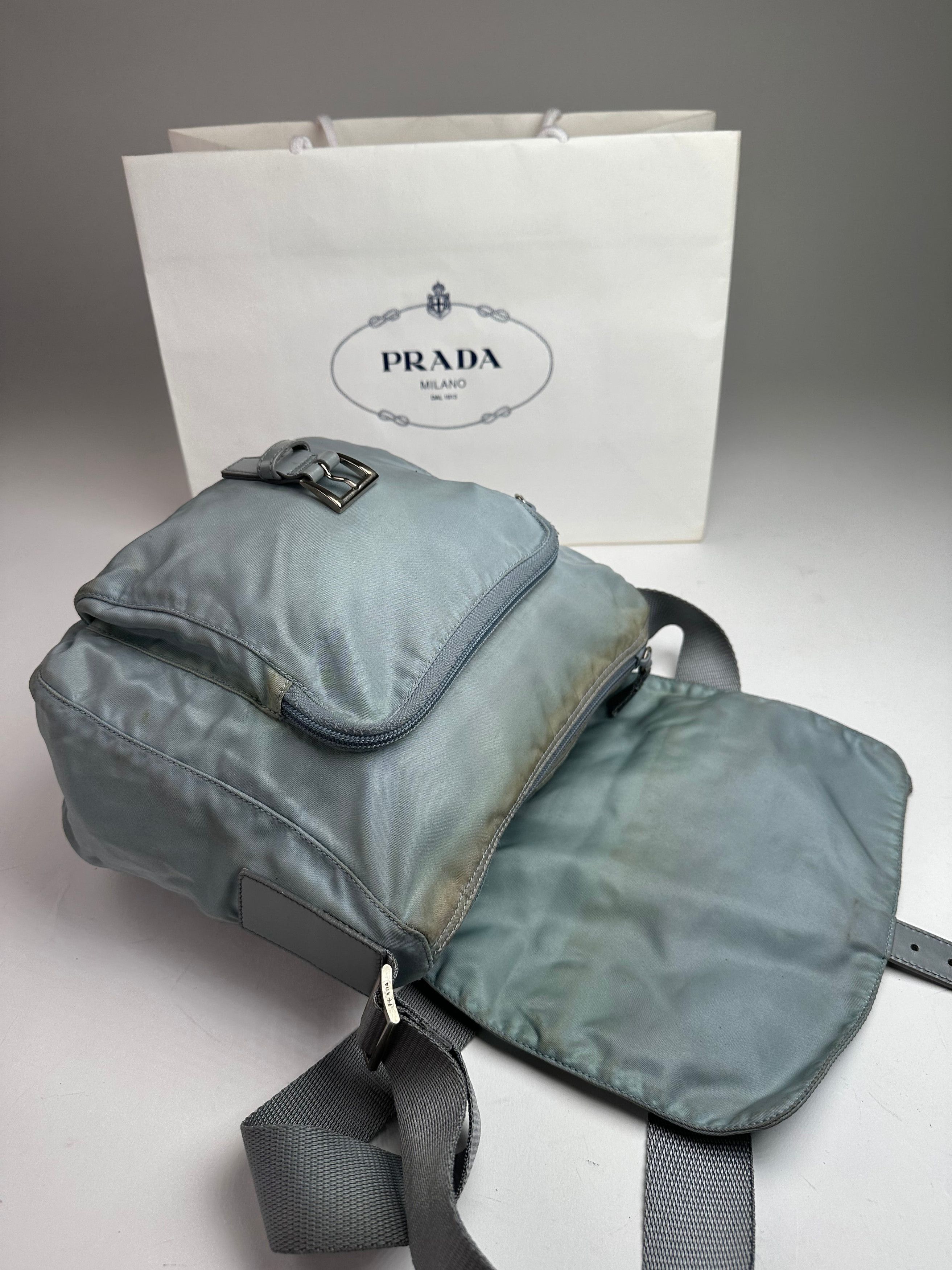 Prada Vintage Light Blue Polyester Crossbody Bag Size ONE SIZE - 7 Thumbnail