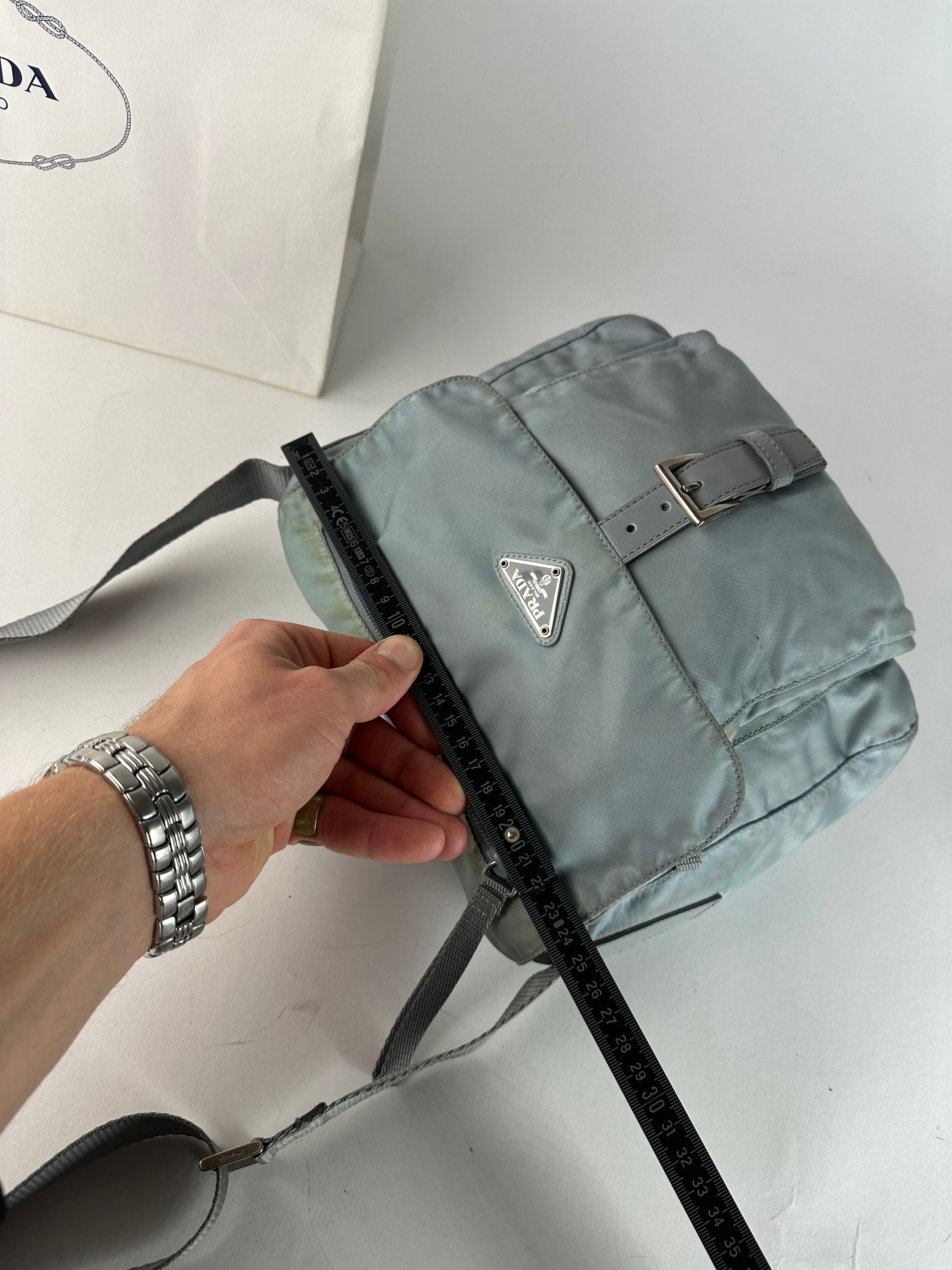 Prada Vintage Light Blue Polyester Crossbody Bag Size ONE SIZE - 12 Thumbnail