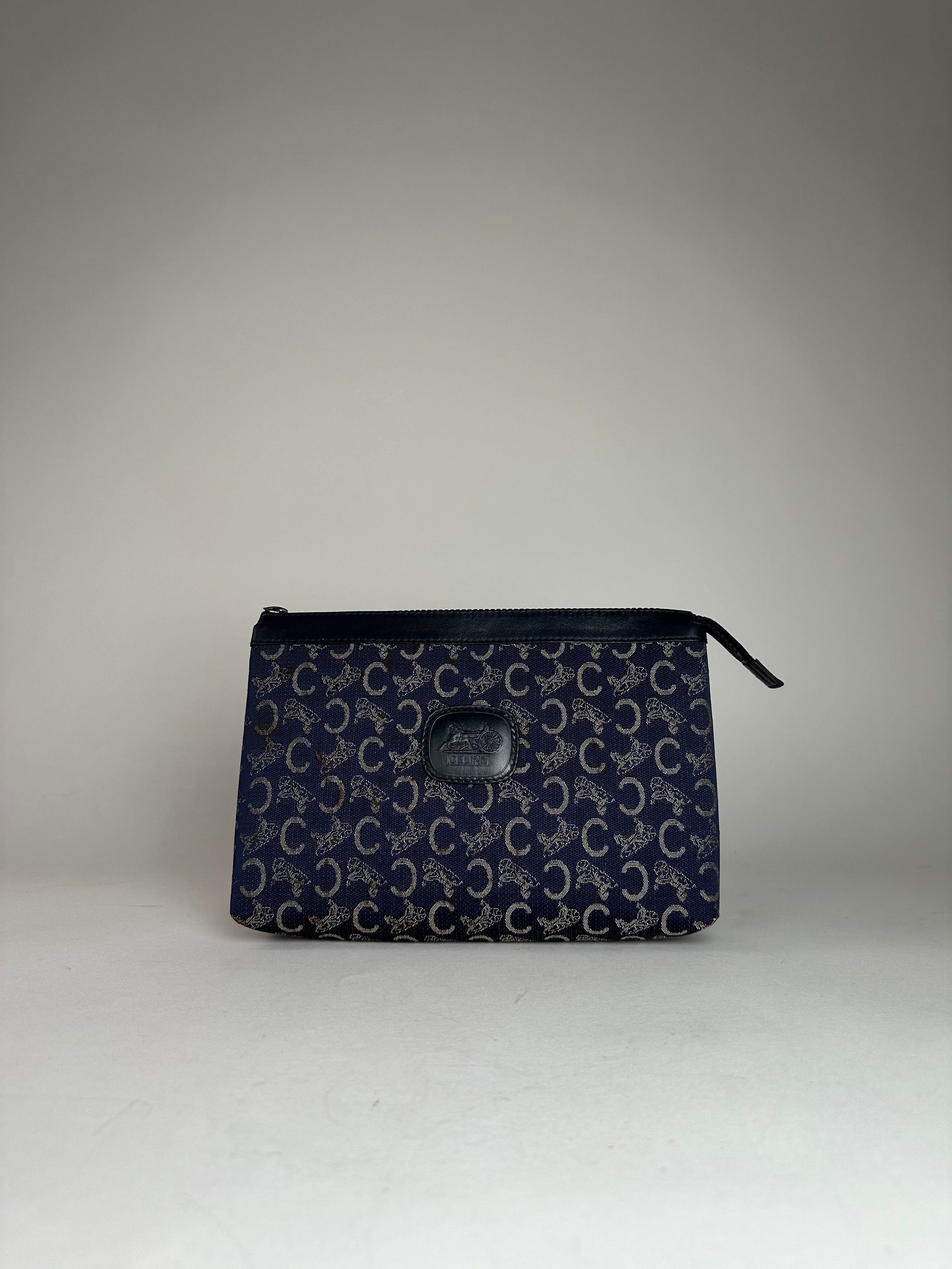 Celine Vintage Paris Monogram Clutch Navy White Size ONE SIZE - 9 Thumbnail