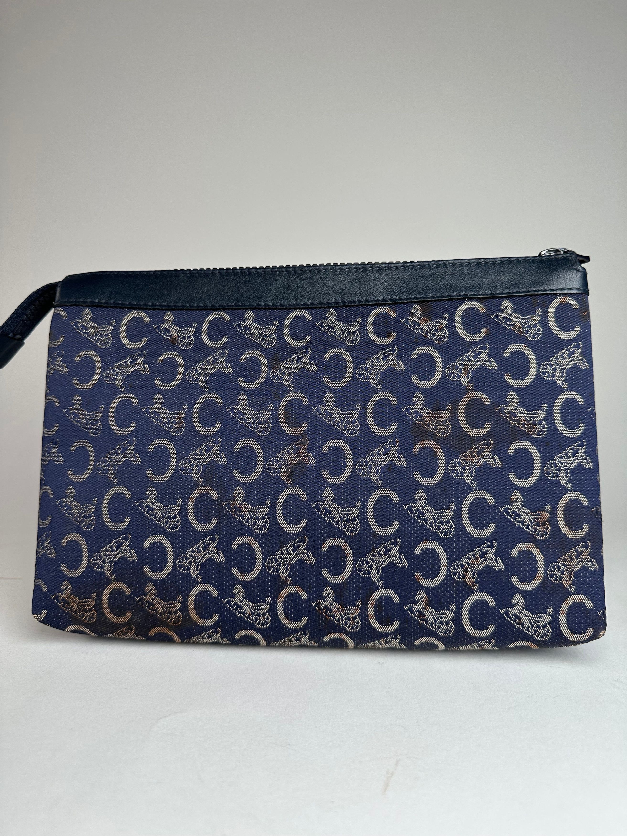 Celine Vintage Paris Monogram Clutch Navy White Size ONE SIZE - 2 Thumbnail