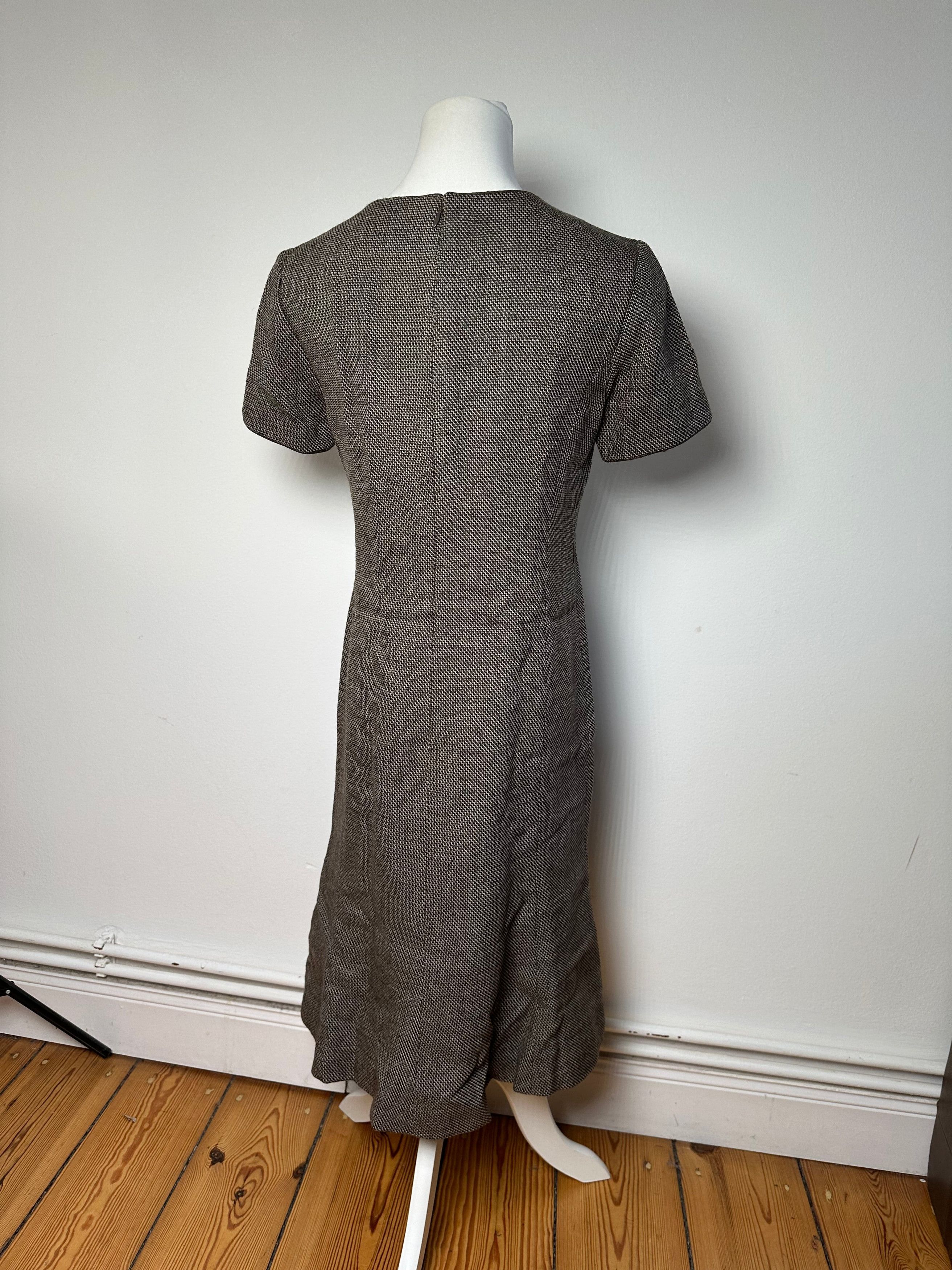 Balenciaga Vintage Wool Dress Black White Brown Size L / US 10 / IT 46 - 3 Thumbnail