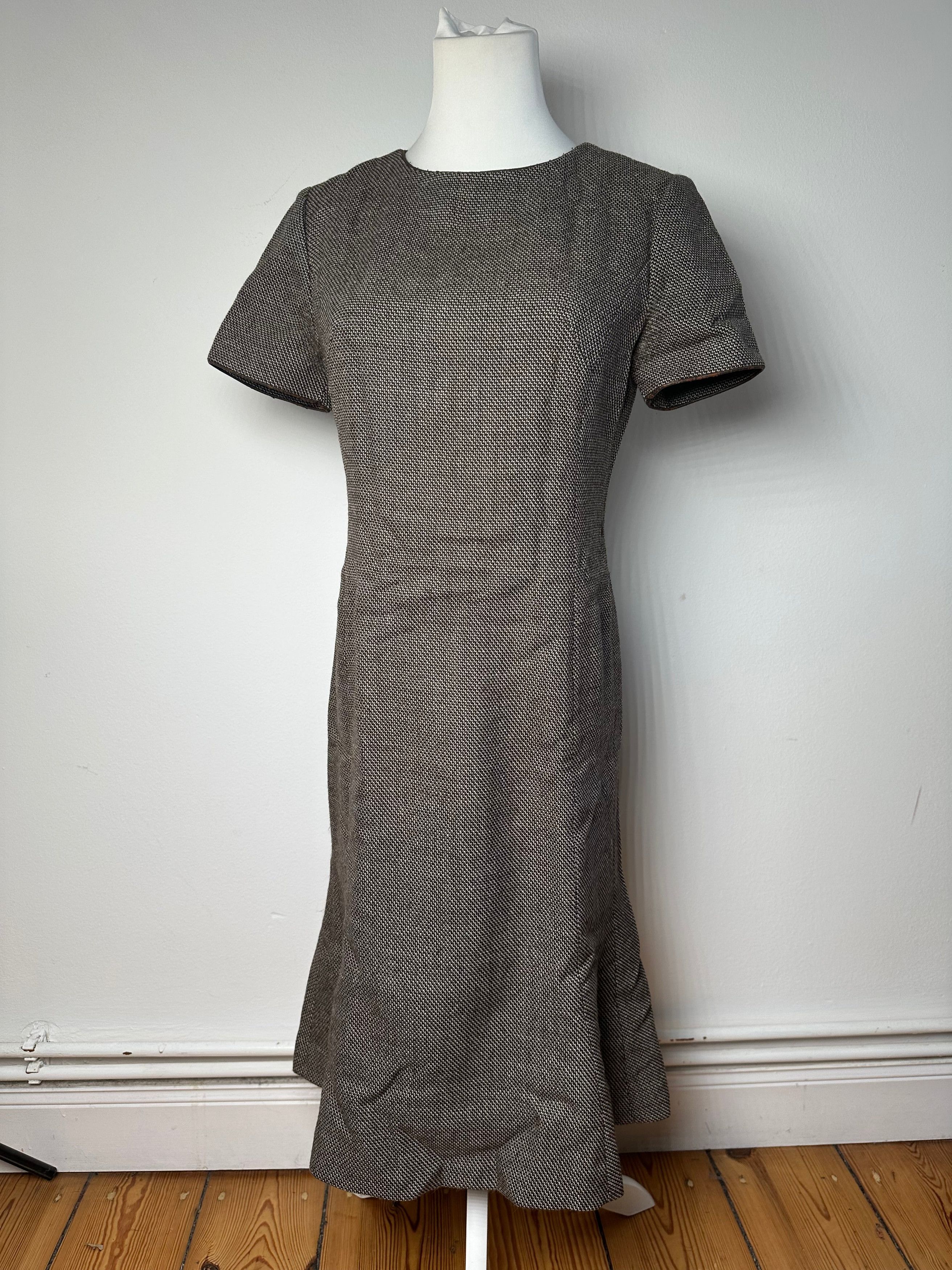 Balenciaga Vintage Wool Dress Black White Brown Size L / US 10 / IT 46 - 7 Thumbnail