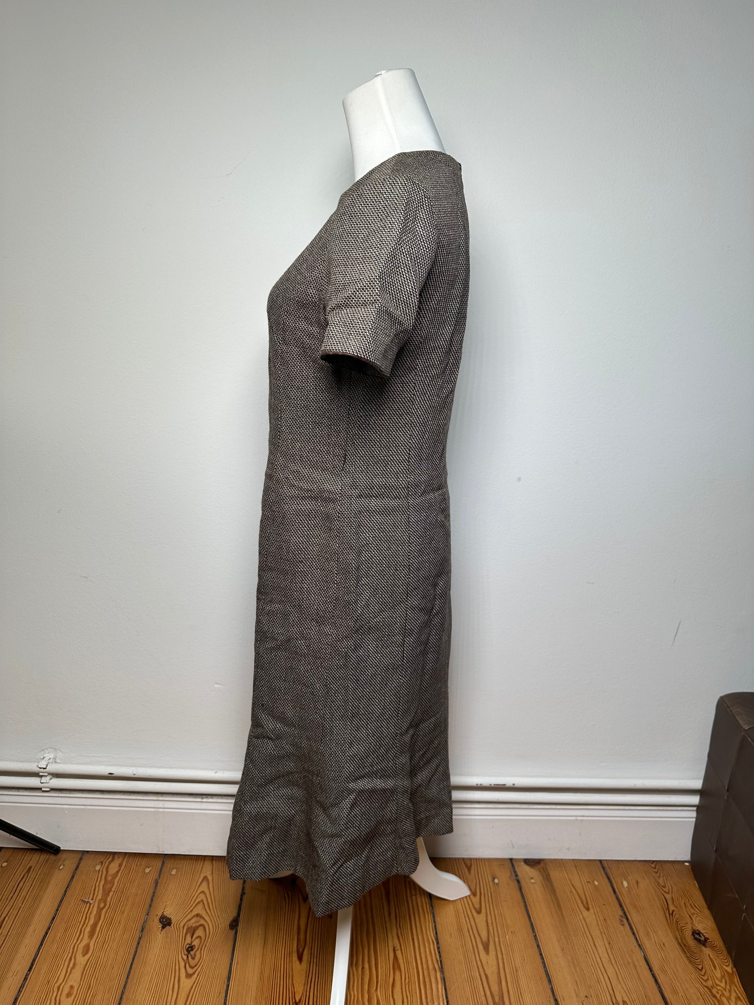 Balenciaga Vintage Wool Dress Black White Brown Size L / US 10 / IT 46 - 2 Thumbnail