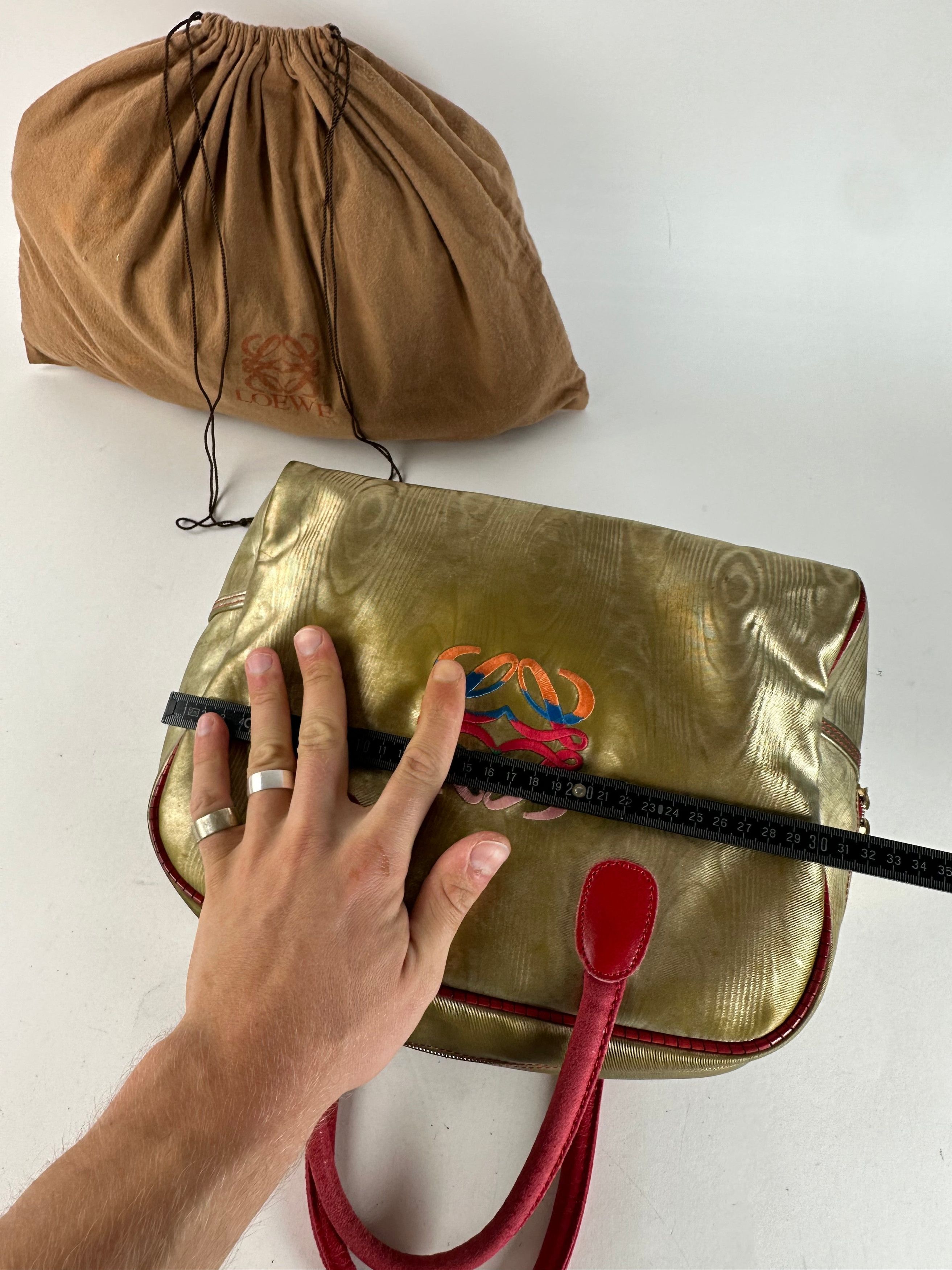 Loewe Vintage Madrid Pearl Emblossed Leather Handbag Gold Multicol Size ONE SIZE - 10 Thumbnail