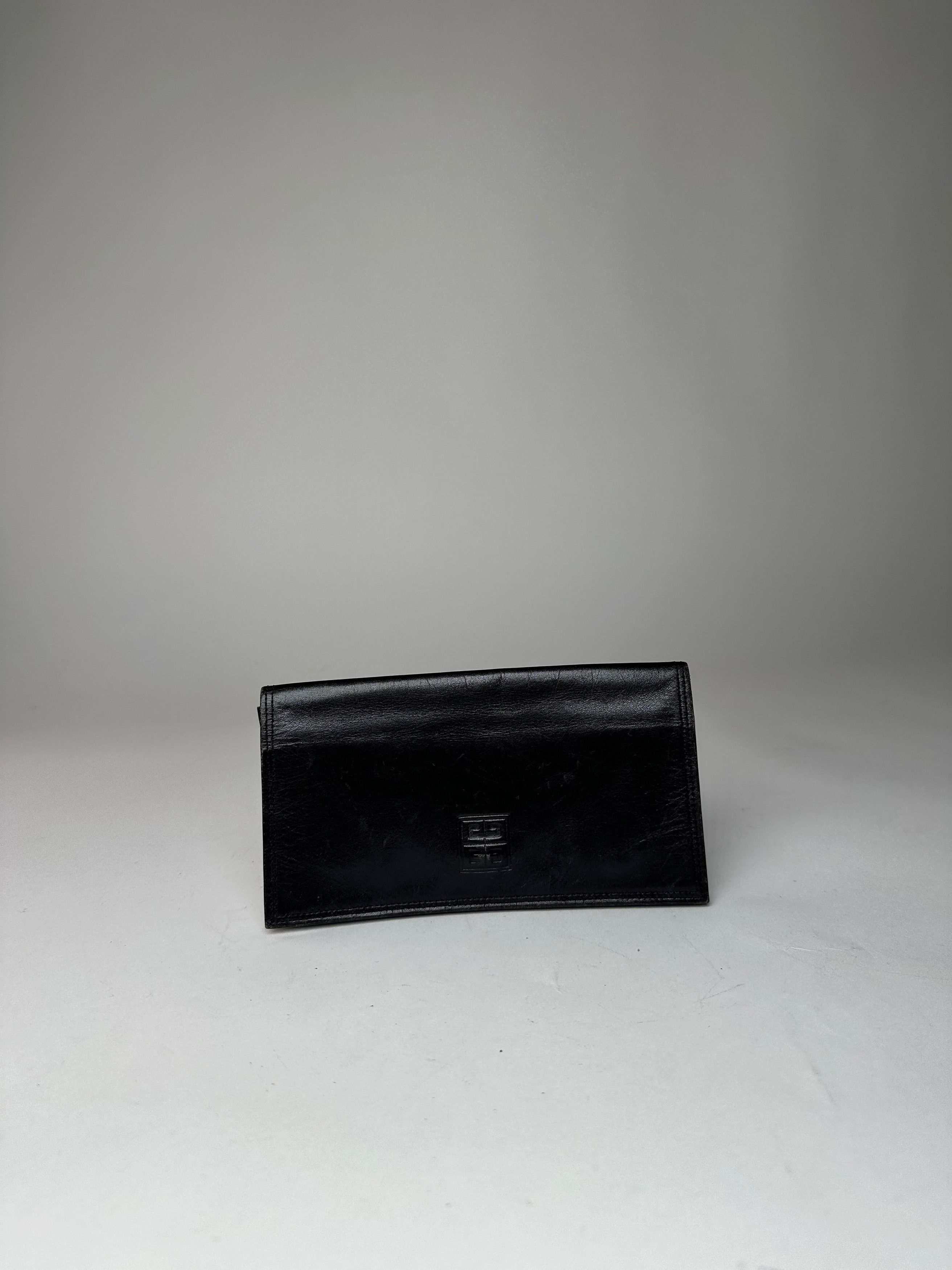 Givenchy Vintage Logo Leather Card Holder / Clutch Black Size ONE SIZE - 7 Thumbnail